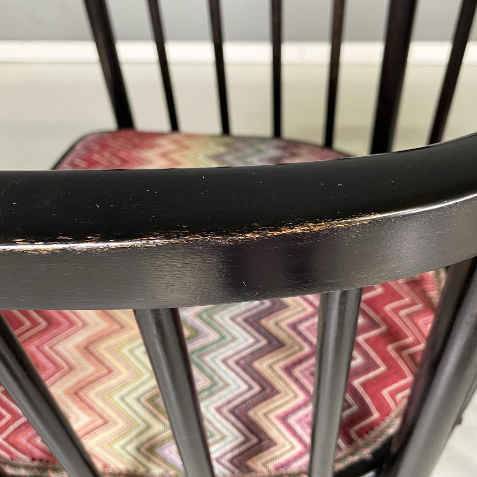 Austrian midcentury Missoni fabric black wood Tub chairs by Joseph Hoffmann 1950 7