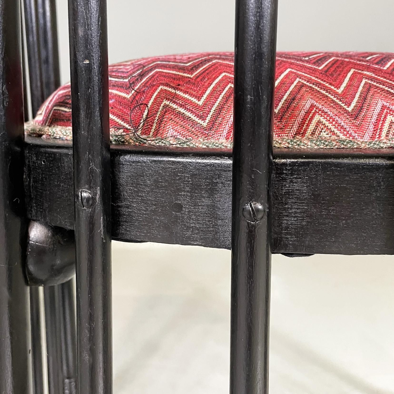 Austrian midcentury Missoni fabric black wood Tub chairs by Joseph Hoffmann 1950 12