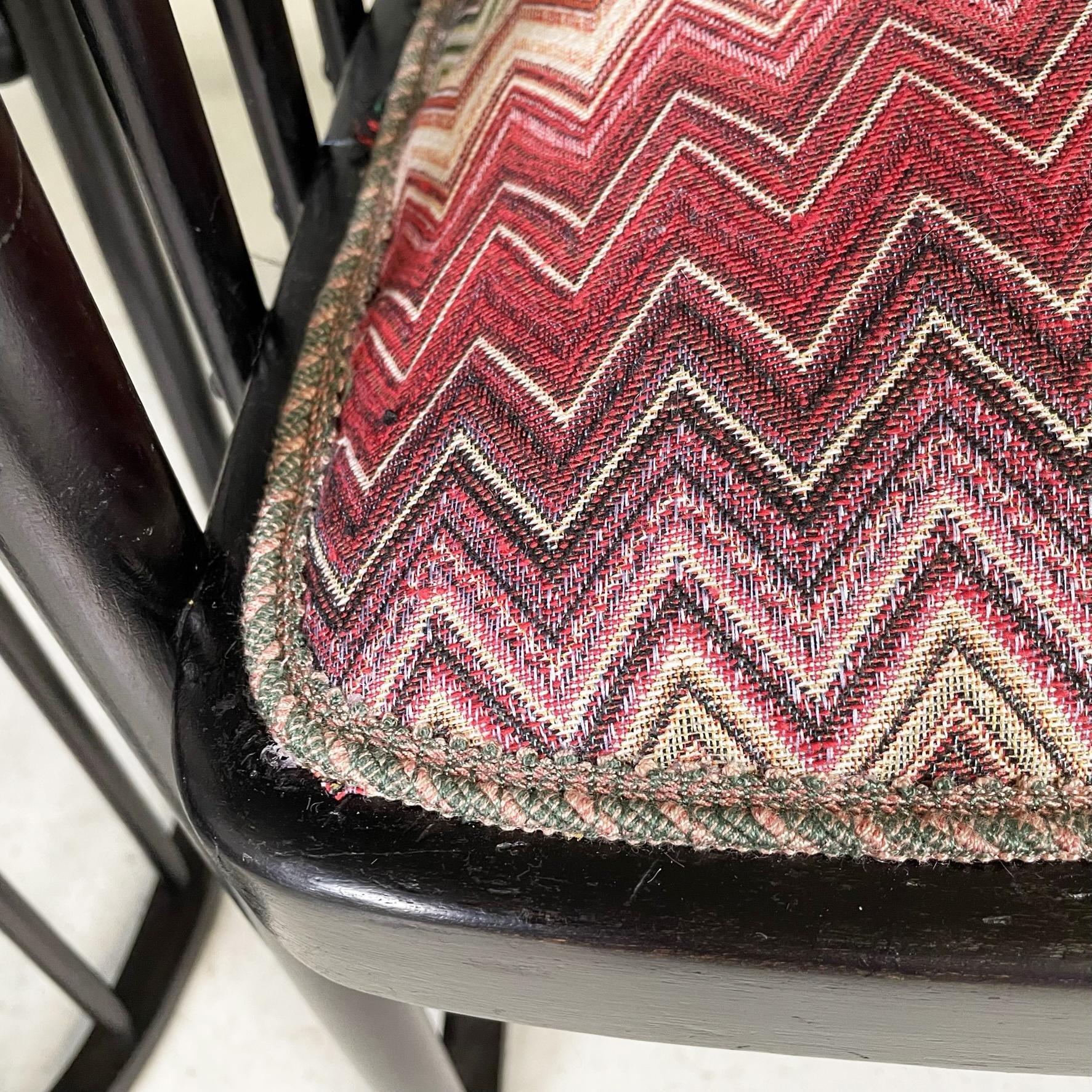 Austrian midcentury Missoni fabric black wood Tub chairs by Joseph Hoffmann 1950 13