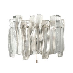 Austrian Midcentury Pair of Ice-Glass "Fuego" Wall Sconces by Kalmar, 1970s