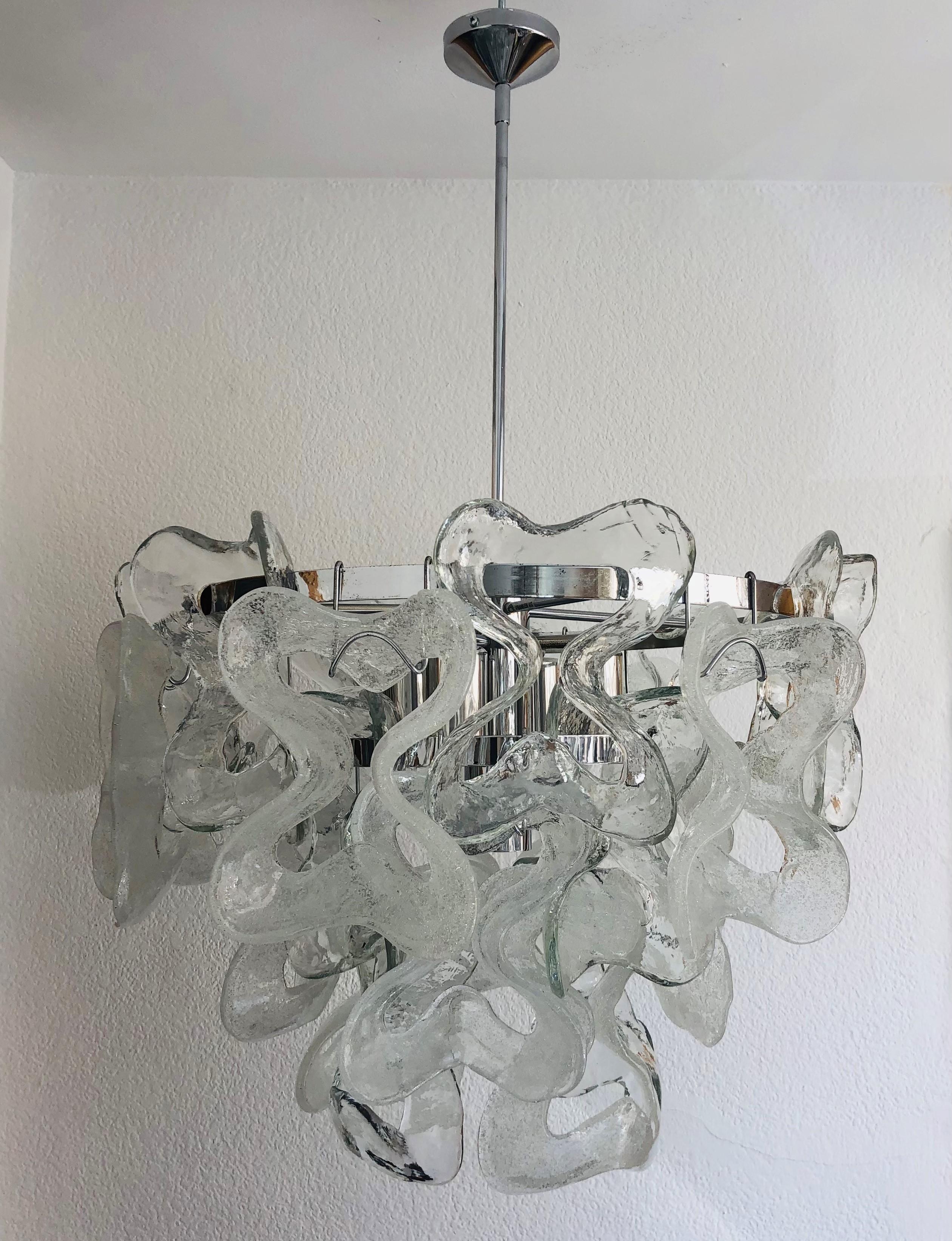 Lampadario austriaco di metà secolo in vetro di Murano 