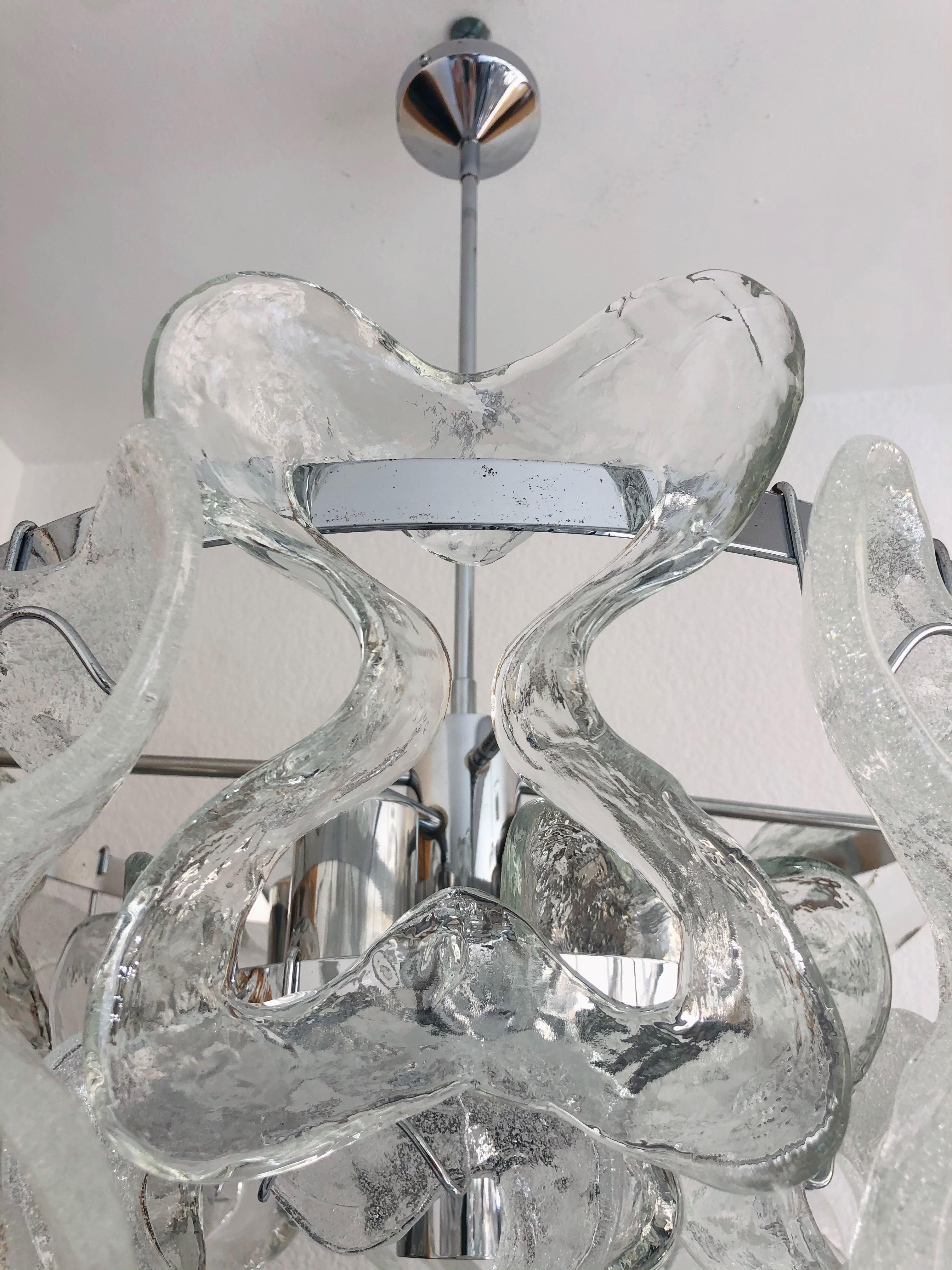 Lampadario austriaco di metà secolo in vetro di Murano 