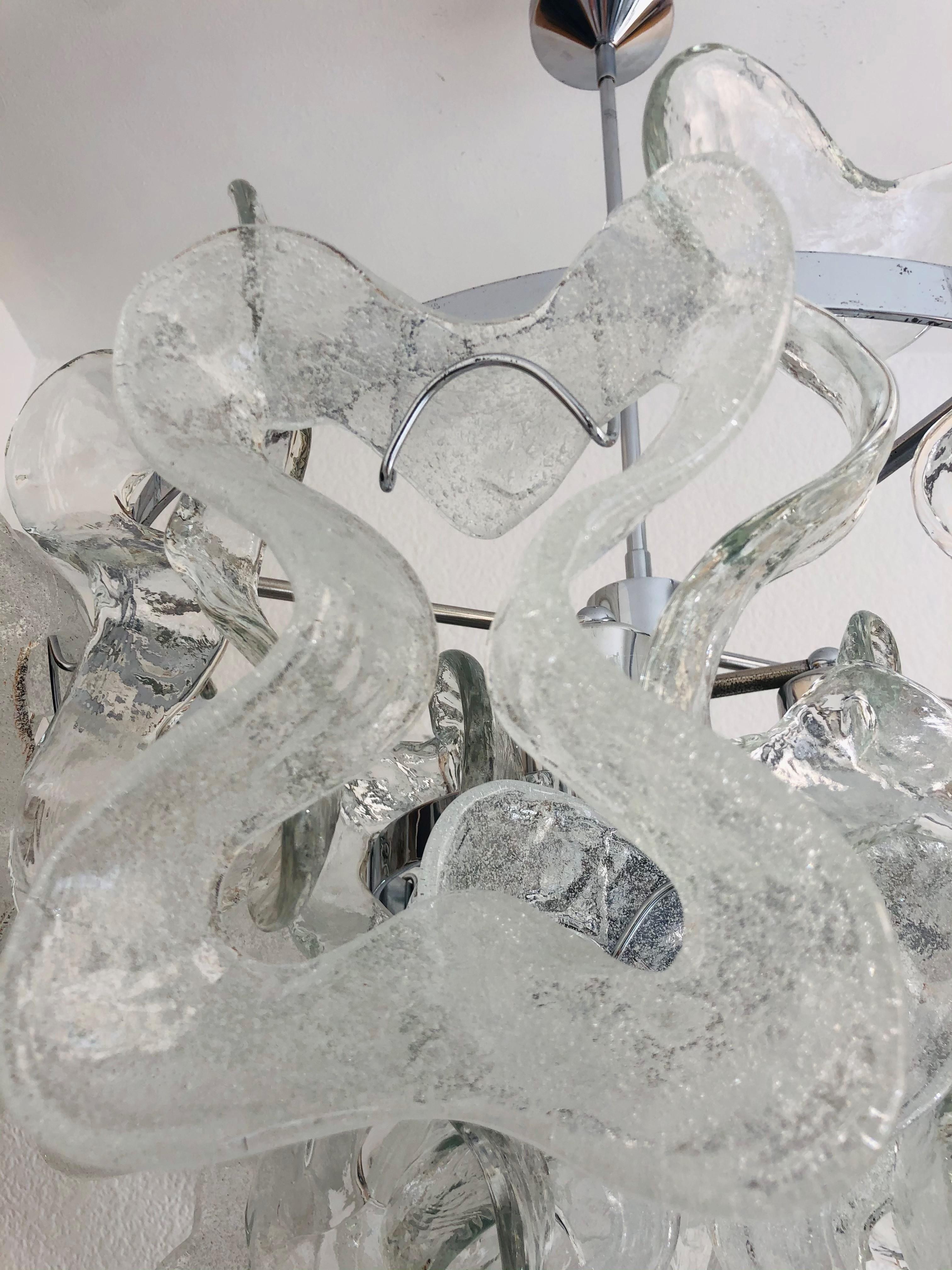 Lampadario austriaco di metà secolo in vetro di Murano 