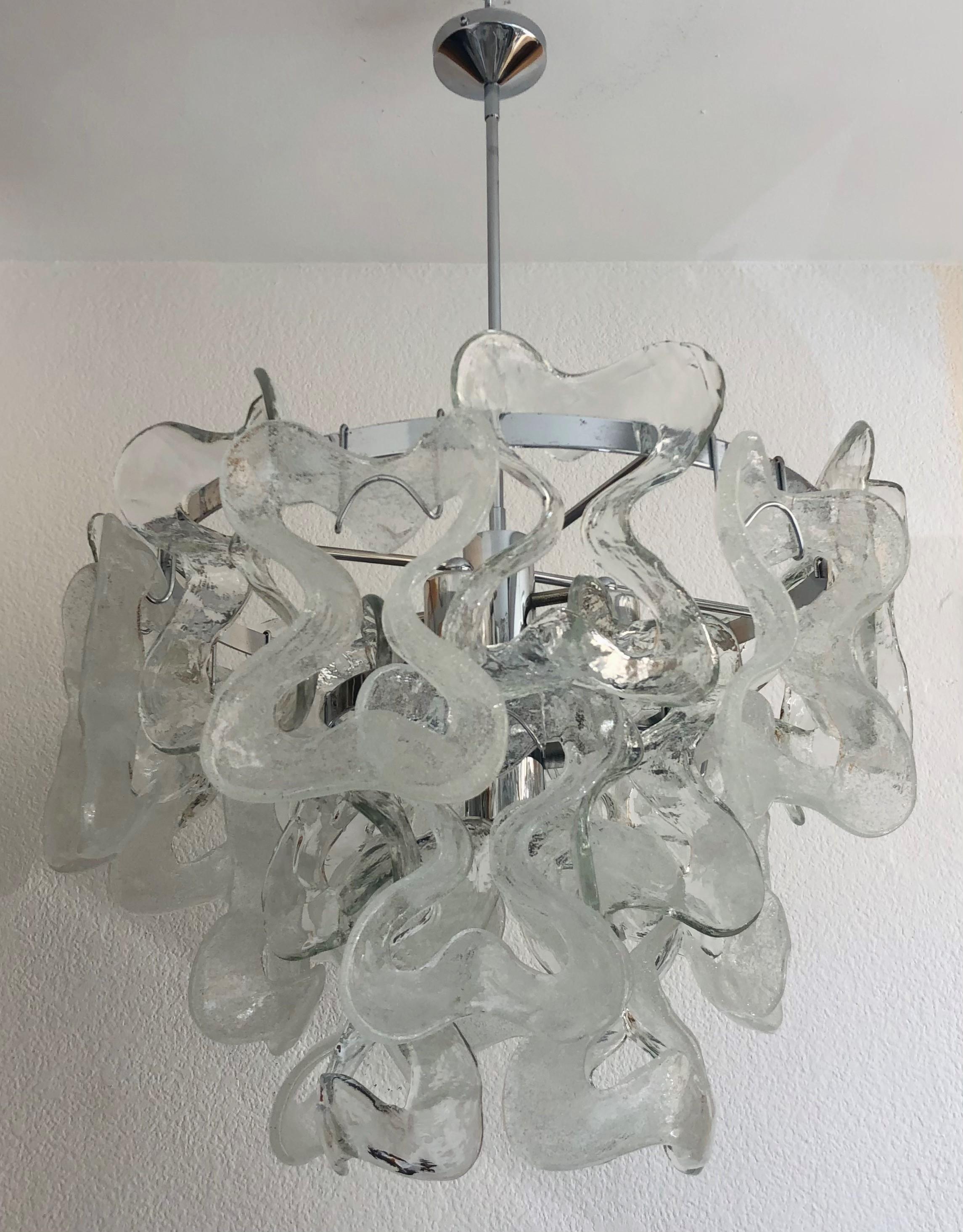 Austriaco Lampadario austriaco di metà secolo in vetro di Murano 