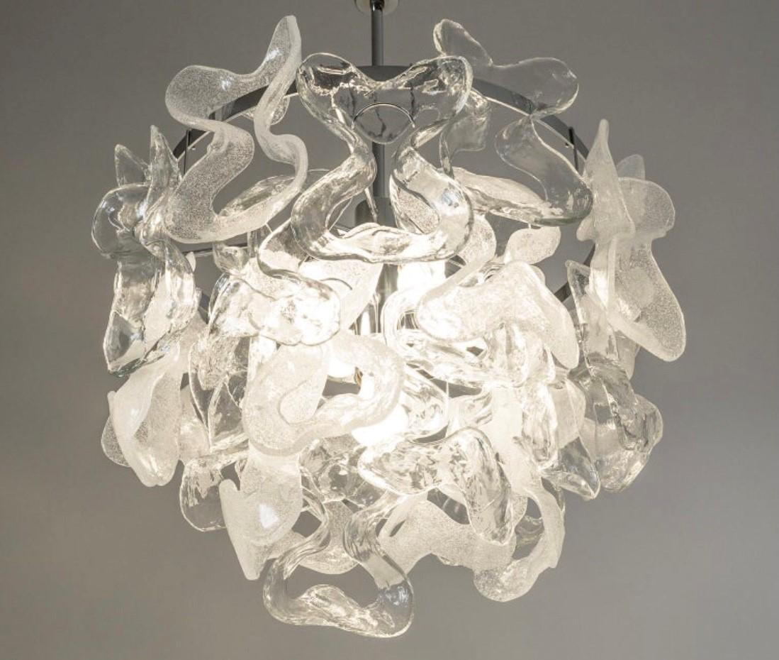 Lampadario austriaco di metà secolo in vetro di Murano 
