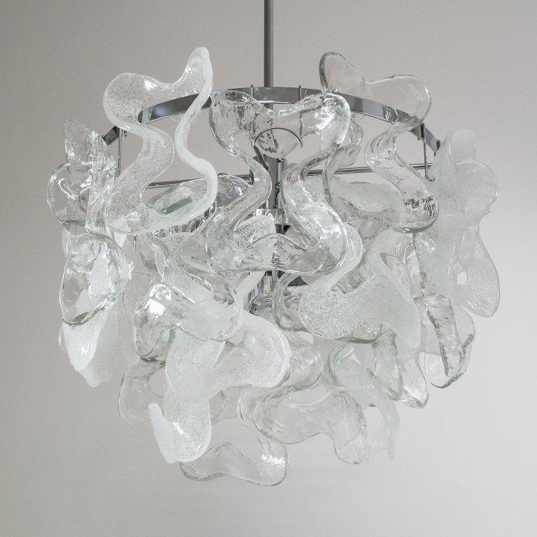 Lampadario austriaco di metà secolo in vetro di Murano 