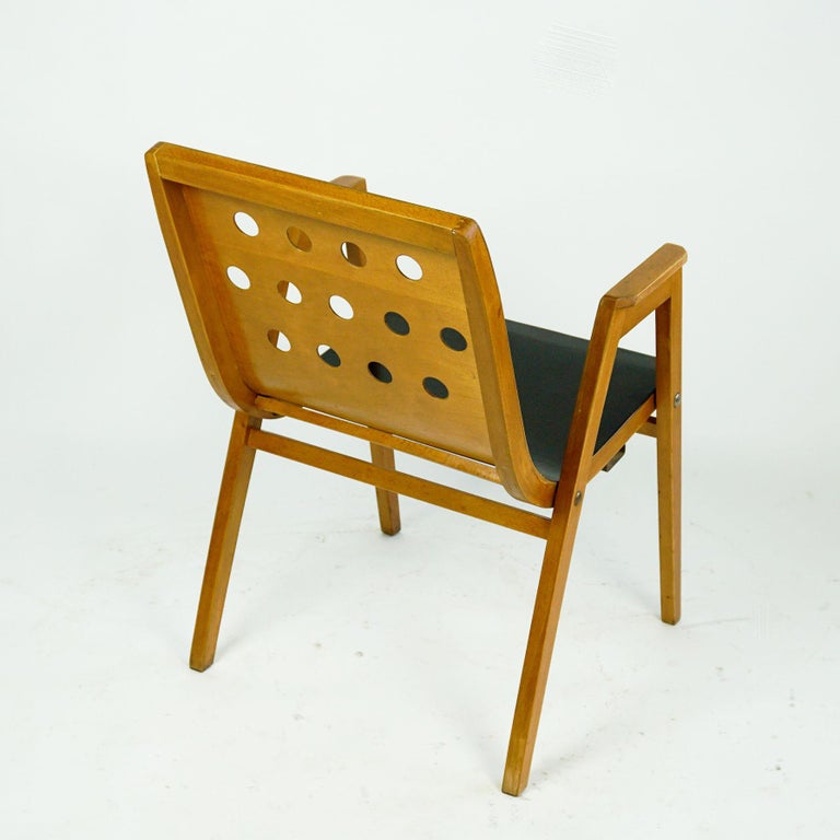 Austrian Midcentury Roland Rainer Beech Stacking Armchairs For Sale 1