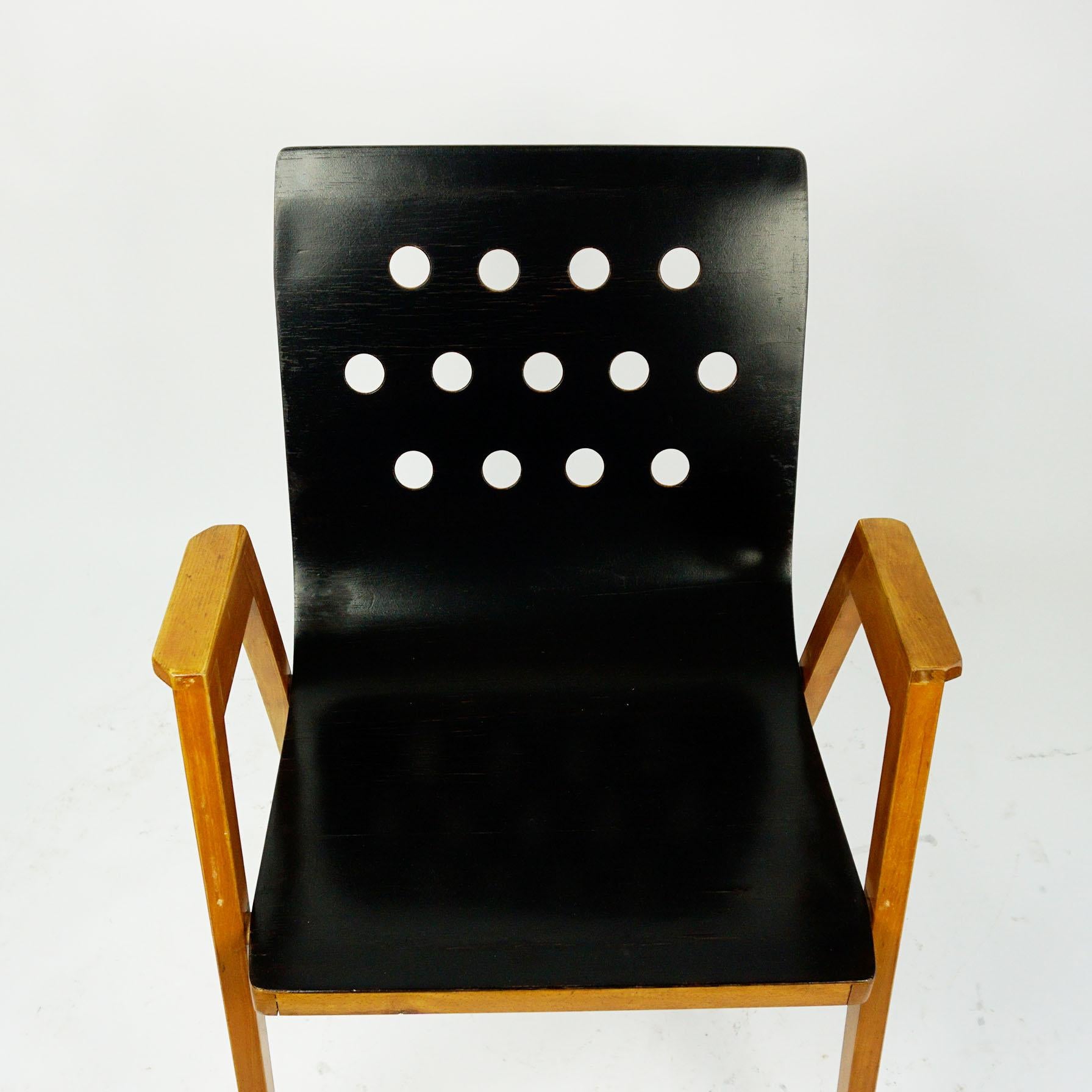 Mid-20th Century Austrian Midcentury Roland Rainer Beech Stacking Armchairs For Sale