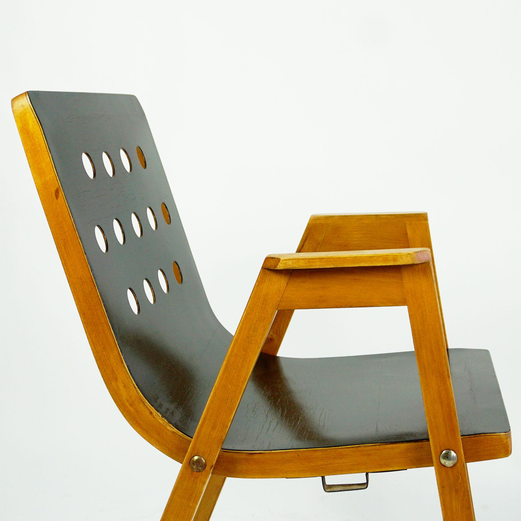 Austrian Midcentury Roland Rainer Beech Stacking Armchairs For Sale 2