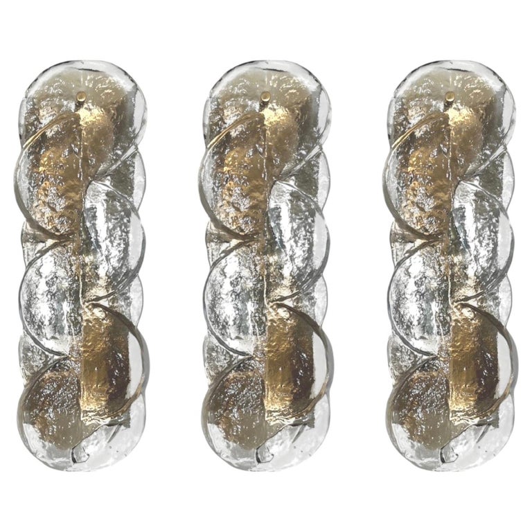 Austrian Midcentury Set of Three Murano "Citrus" Wall Sconces by Kalmar, 1970s