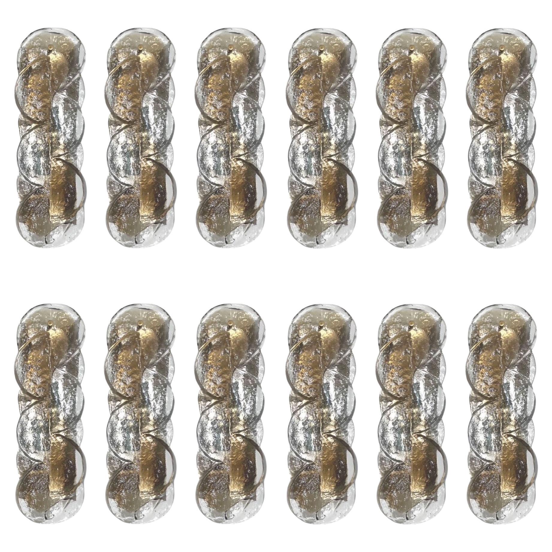 Austrian Midcentury Set of Twelve Murano "Citrus" Wall Sconces by Kalmar, 1970s
