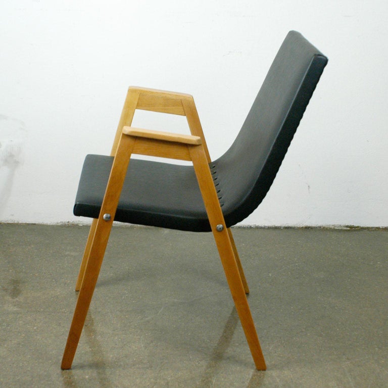 Mid-Century Modern Austrian Midcentury Beech Stacking Armchair by Roland Rainer For Sale