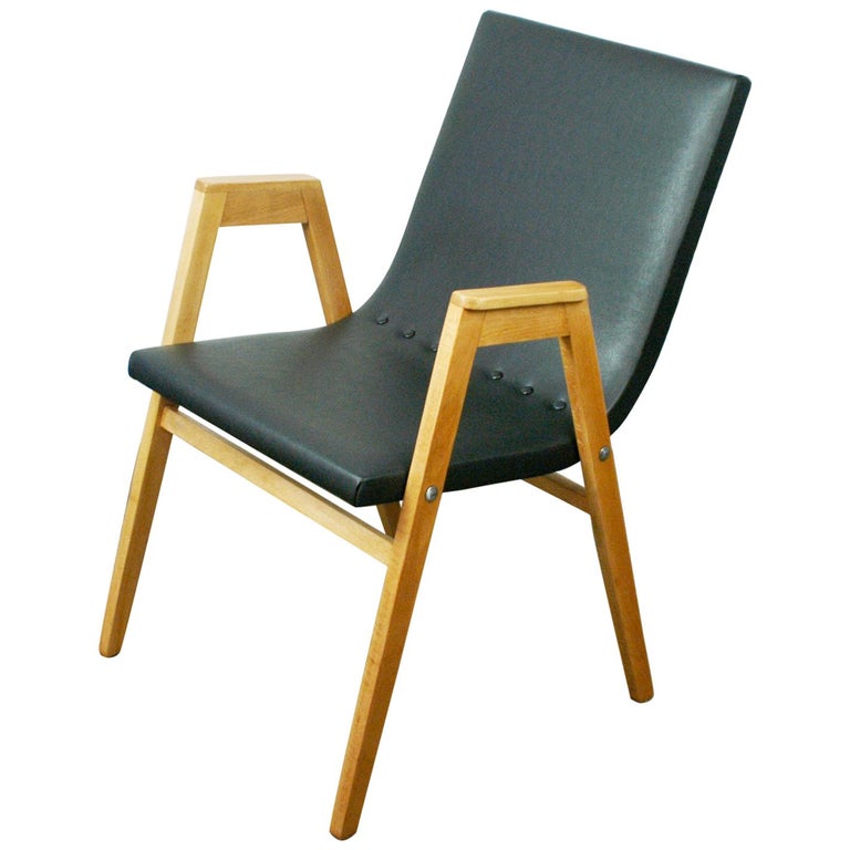 Austrian Midcentury Beech Stacking Armchair by Roland Rainer For Sale
