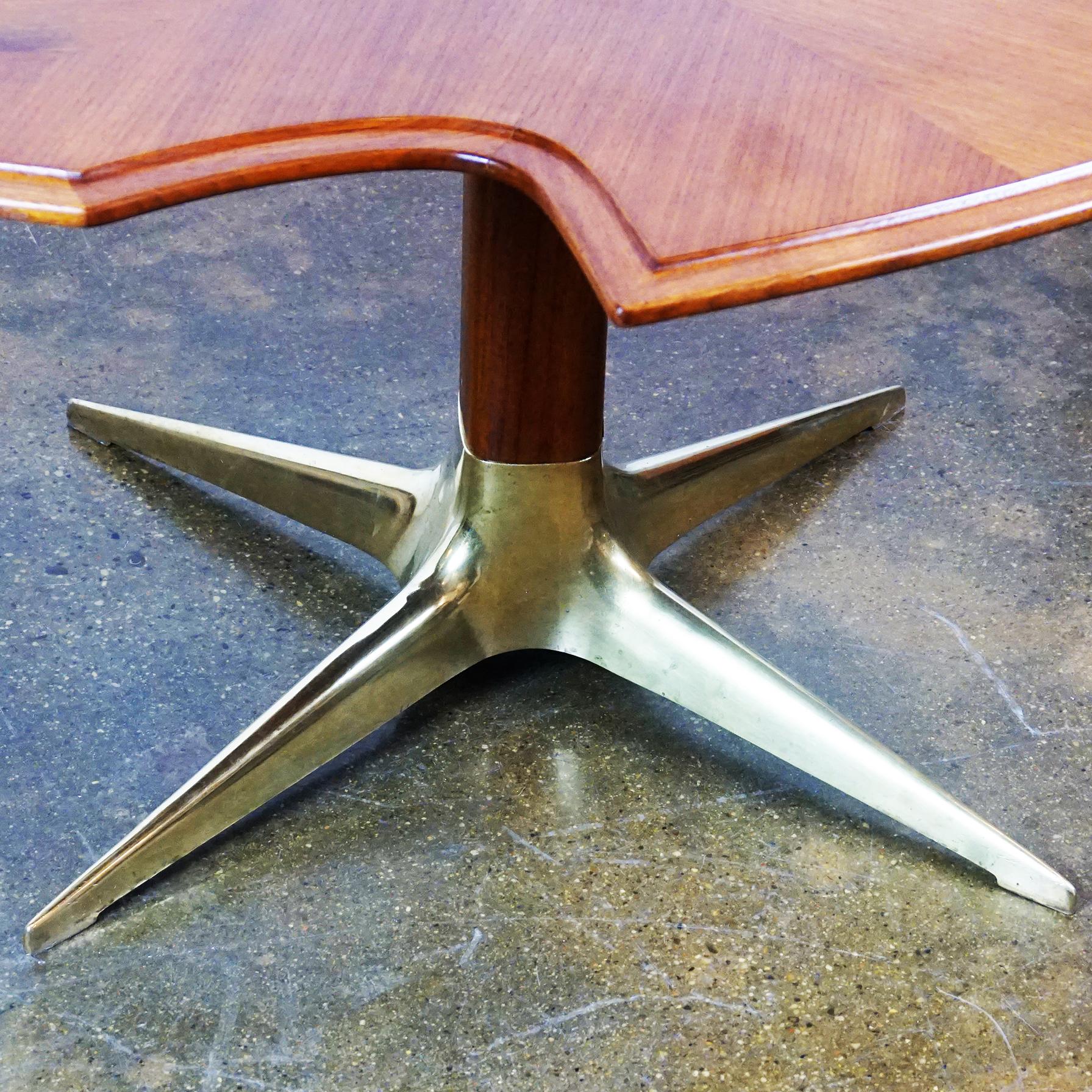 Mid-20th Century Austrian Midcentury Walnut and Brass Coffee Table by Oswald Haerdtl For Sale