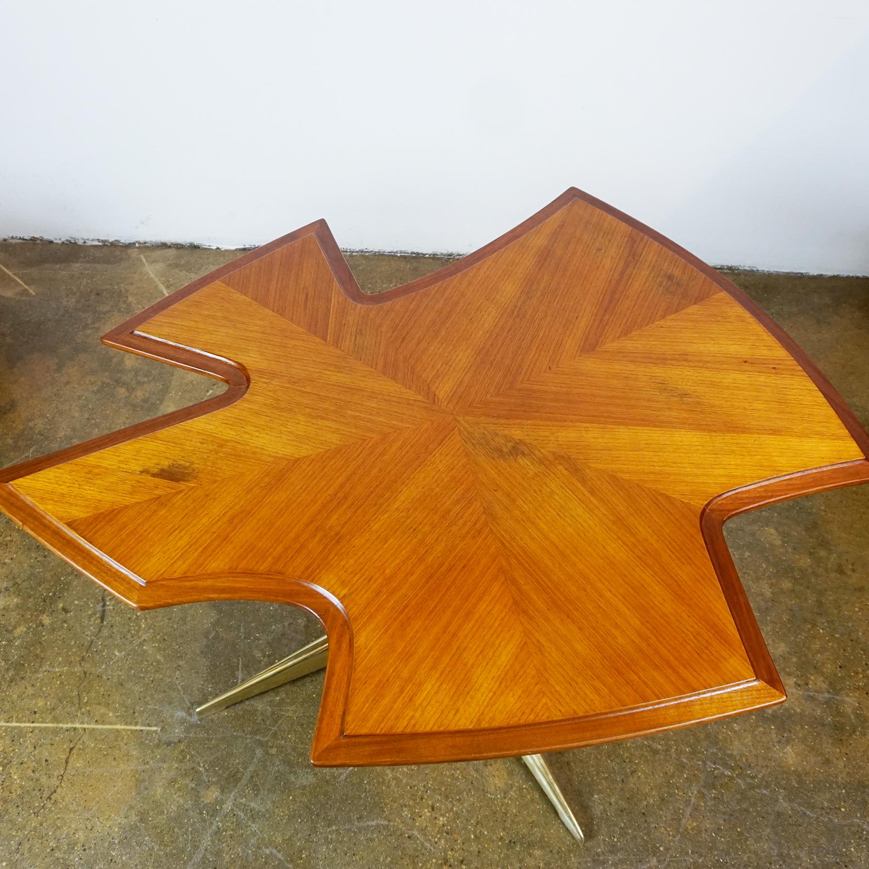 Austrian Midcentury Walnut and Brass Coffee Table by Oswald Haerdtl For Sale 1