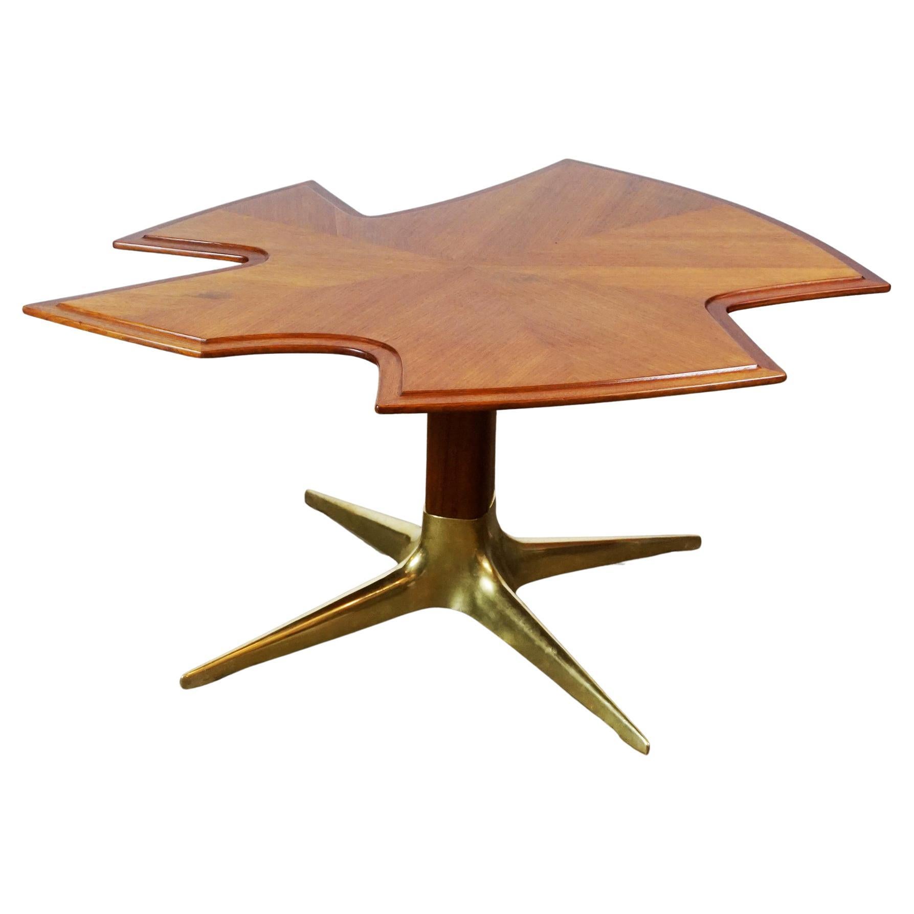 Austrian Midcentury Walnut and Brass Coffee Table by Oswald Haerdtl