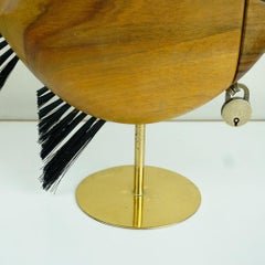 Austrian Midcentury Walnut and Brass Fish Shaped Money Box by Carl Auböck