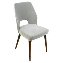 Austrian Midcentury Walnut and Grey Velvet Chair in the Style of Oswald Haerdtl