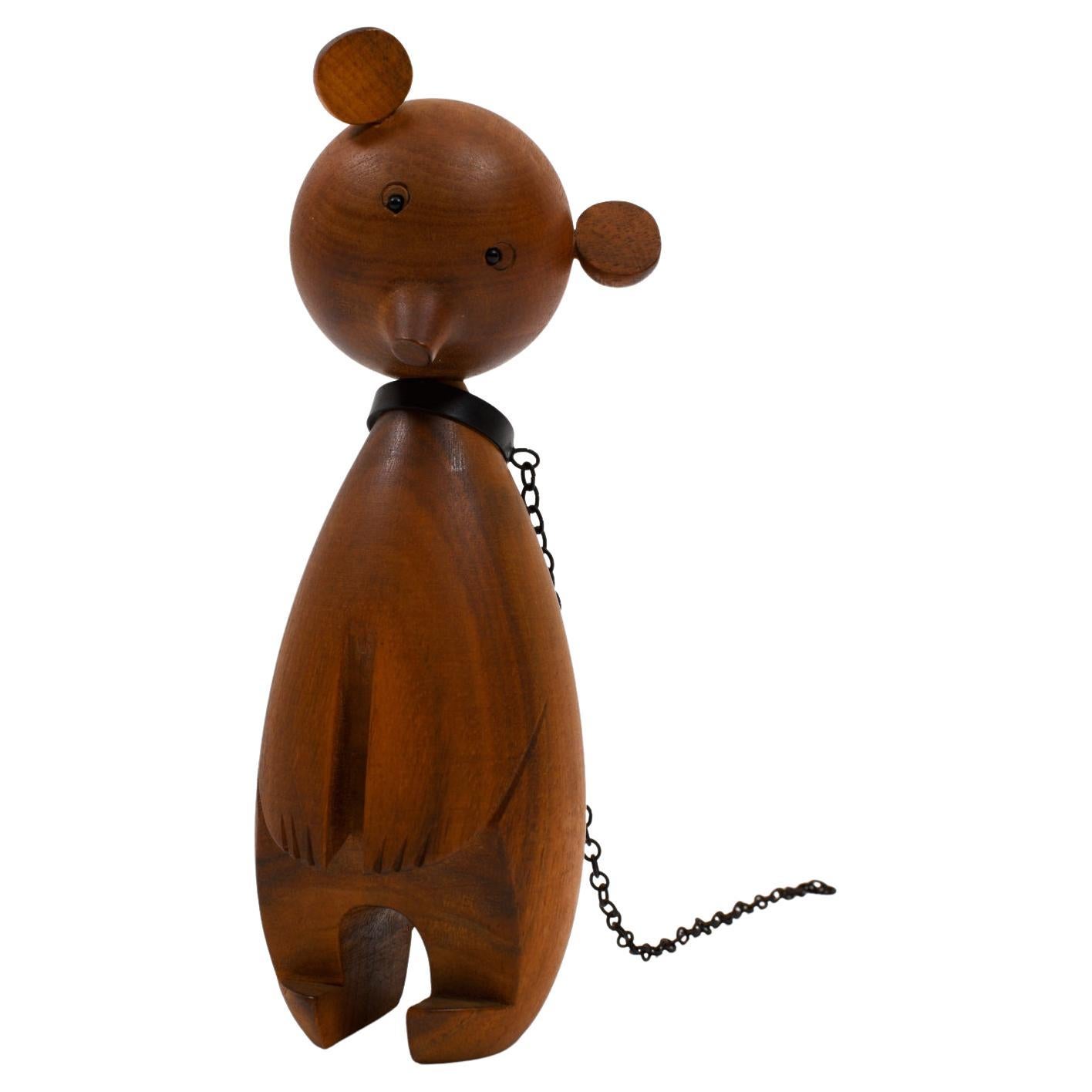 Austrian Midcentury Walnut Bear Figurine by Werkstätte Hagenauer For Sale