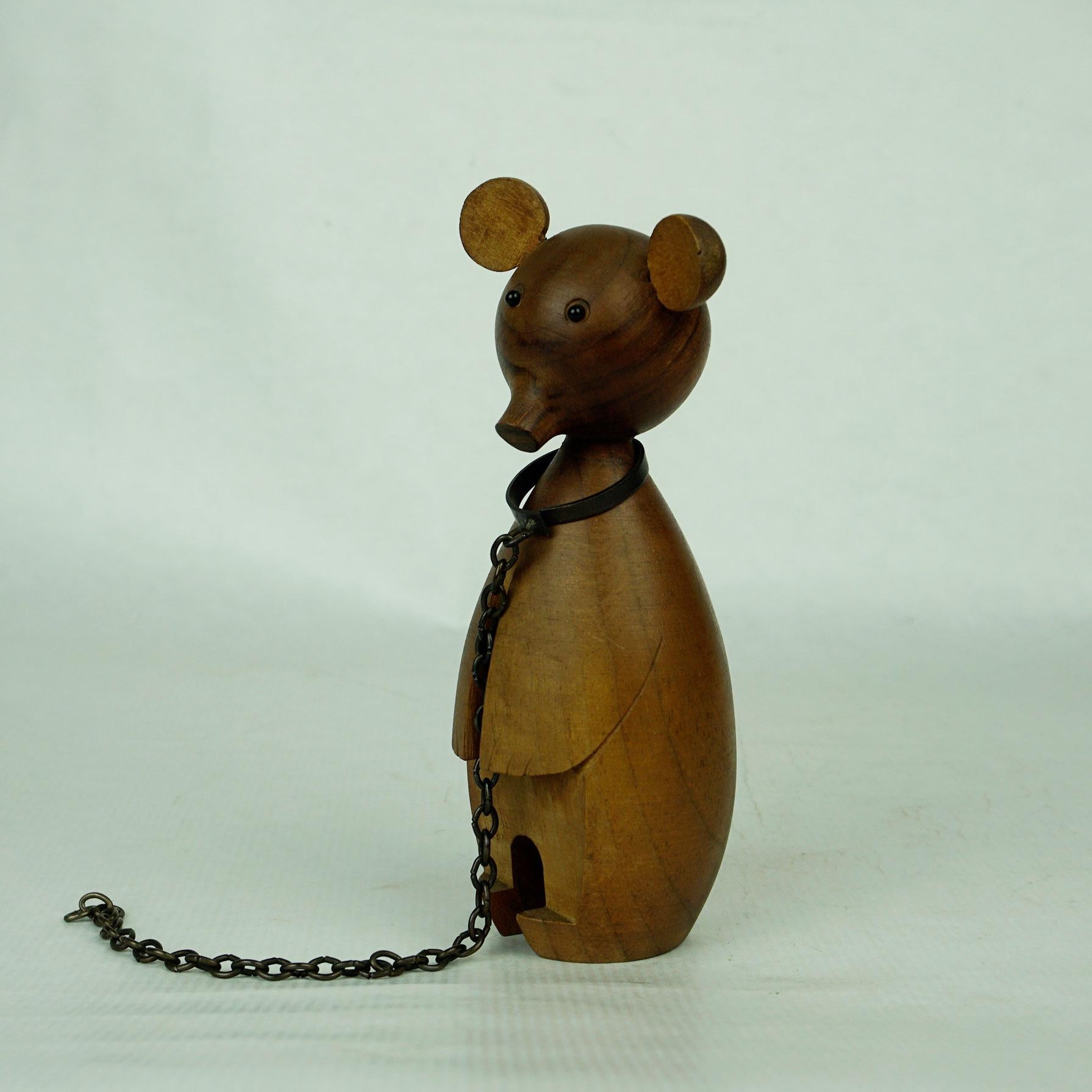 Mid-20th Century Austrian Midcentury Walnut Bear on a Chain by Werkstätte Hagenauer For Sale