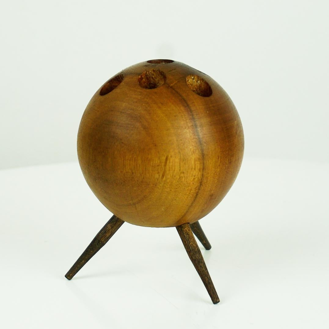 Austrian Midcentury Walnut Candleholder by Carl Auböck In Good Condition For Sale In Vienna, AT