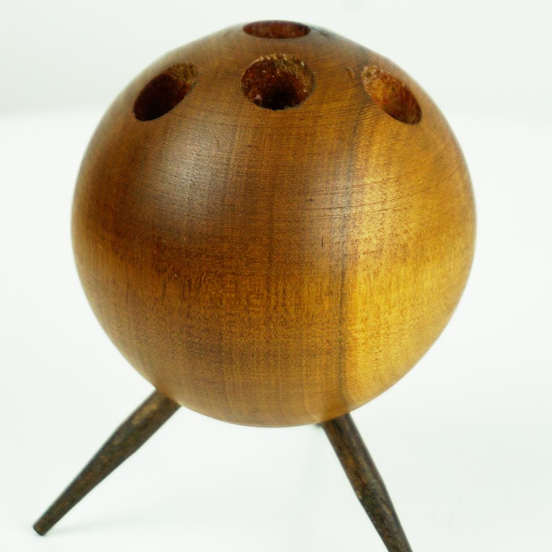 Austrian Midcentury Walnut Candleholder by Carl Auböck For Sale 1
