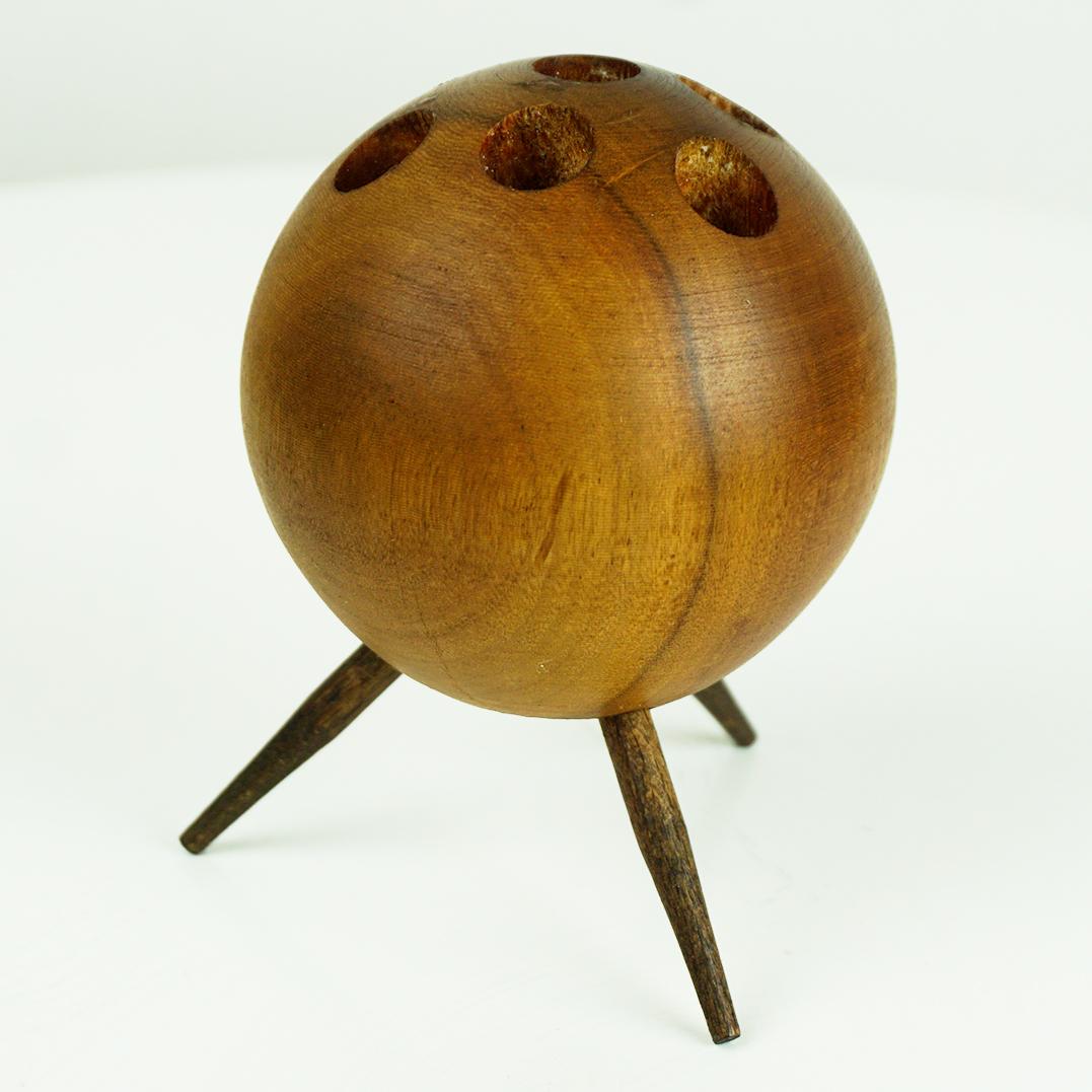 Austrian Midcentury Walnut Candleholder by Carl Auböck For Sale 2