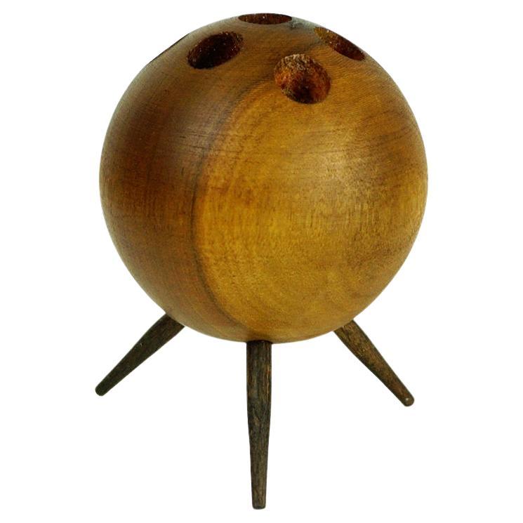 Austrian Midcentury Walnut Candleholder by Carl Auböck For Sale