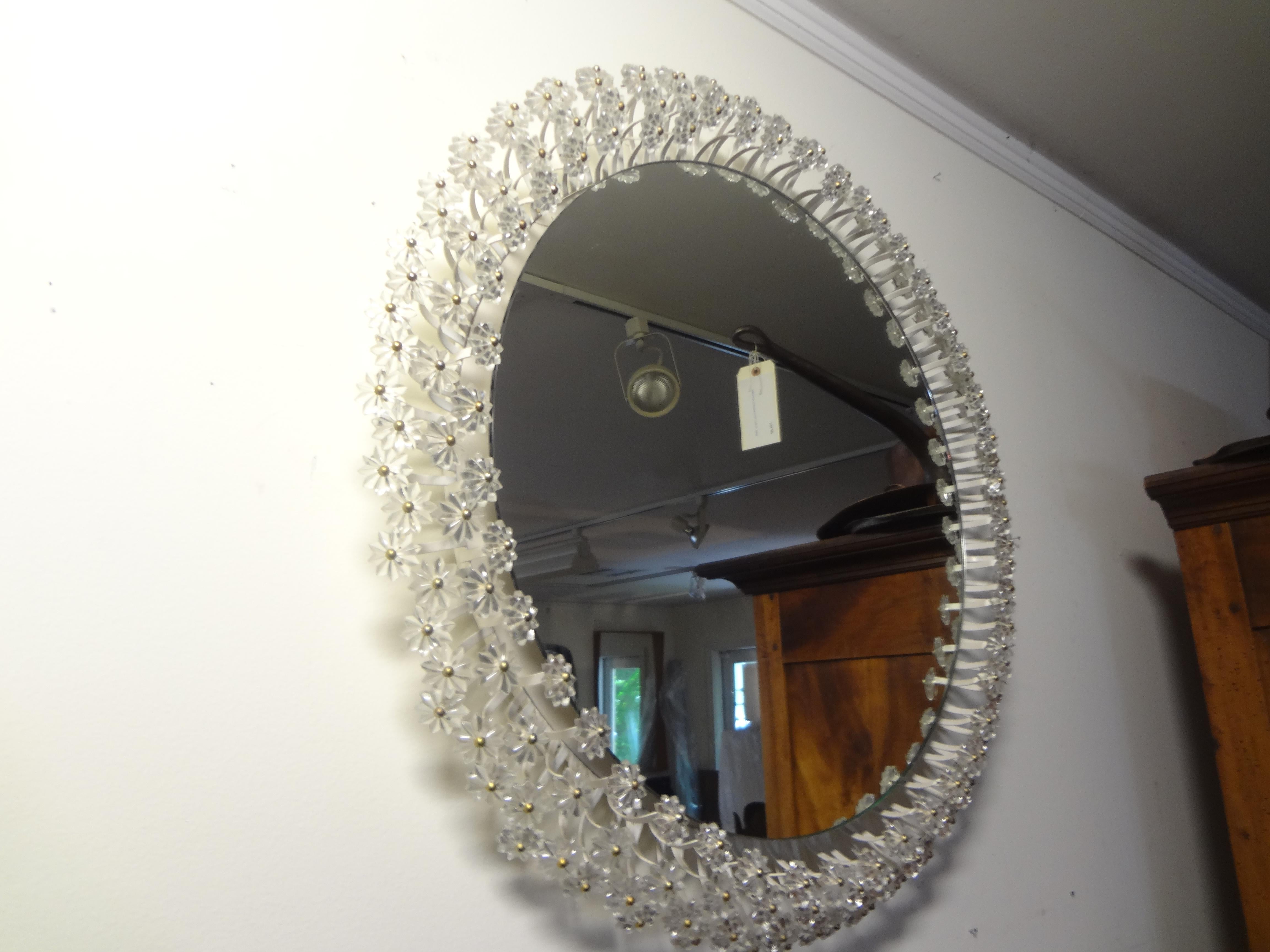 Austrian Mirror with Glass Blossoms by Emil Stejnar for Rupert Nikoll In Good Condition In Houston, TX