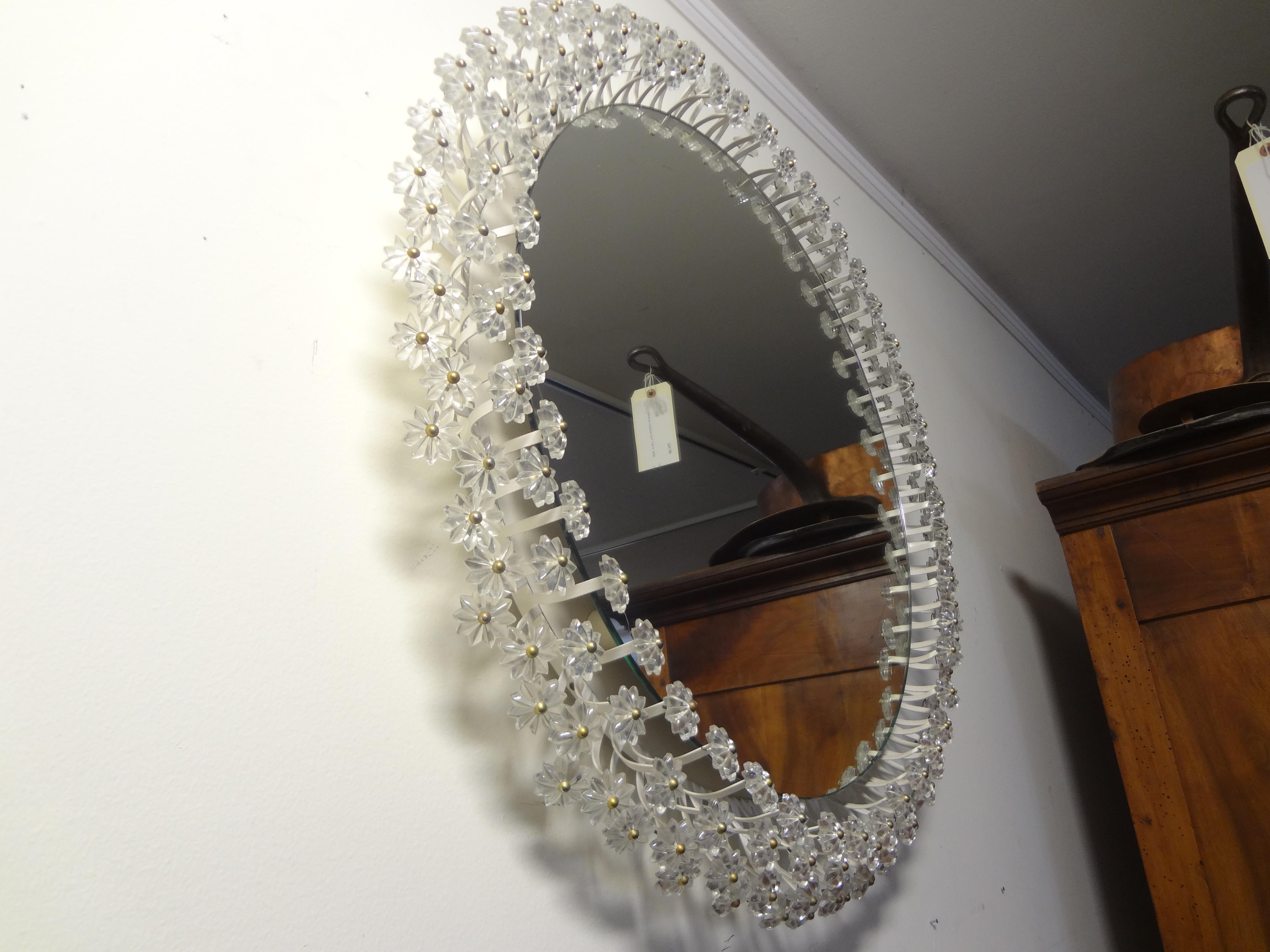 Mid-20th Century Austrian Mirror with Glass Blossoms by Emil Stejnar for Rupert Nikoll