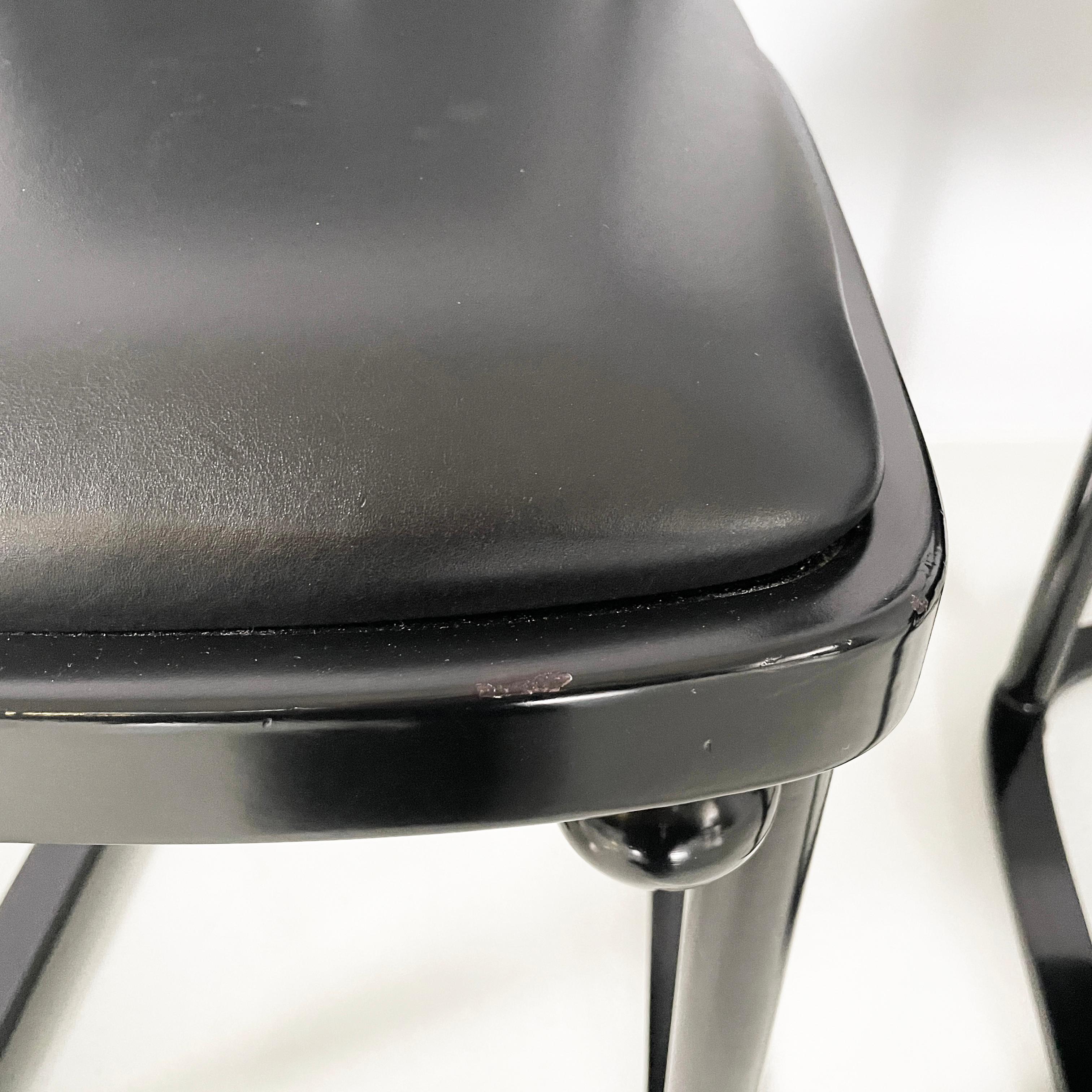 Austrian modern Black wood leather tub chairs by Josef Hoffmann Wittmann, 1980s For Sale 6