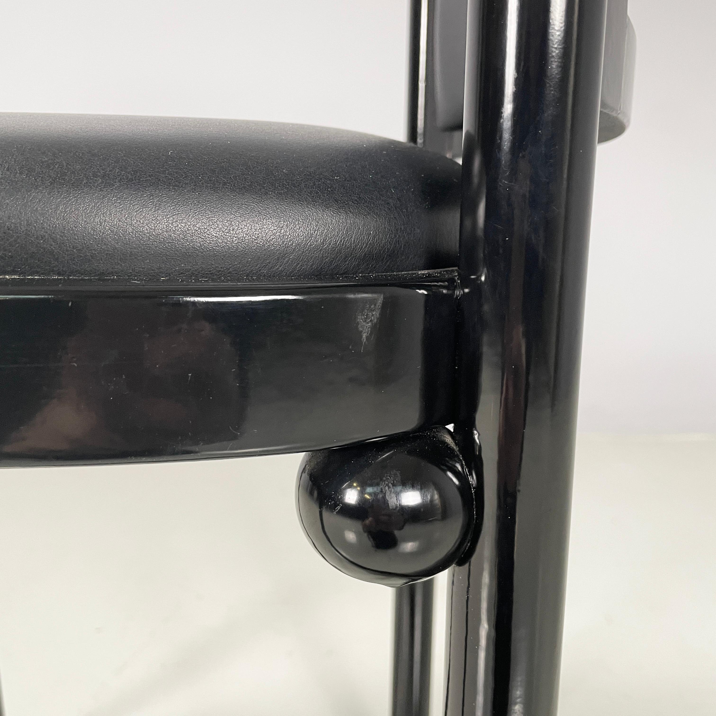 Austrian modern Black wood leather tub chairs by Josef Hoffmann Wittmann, 1980s For Sale 9