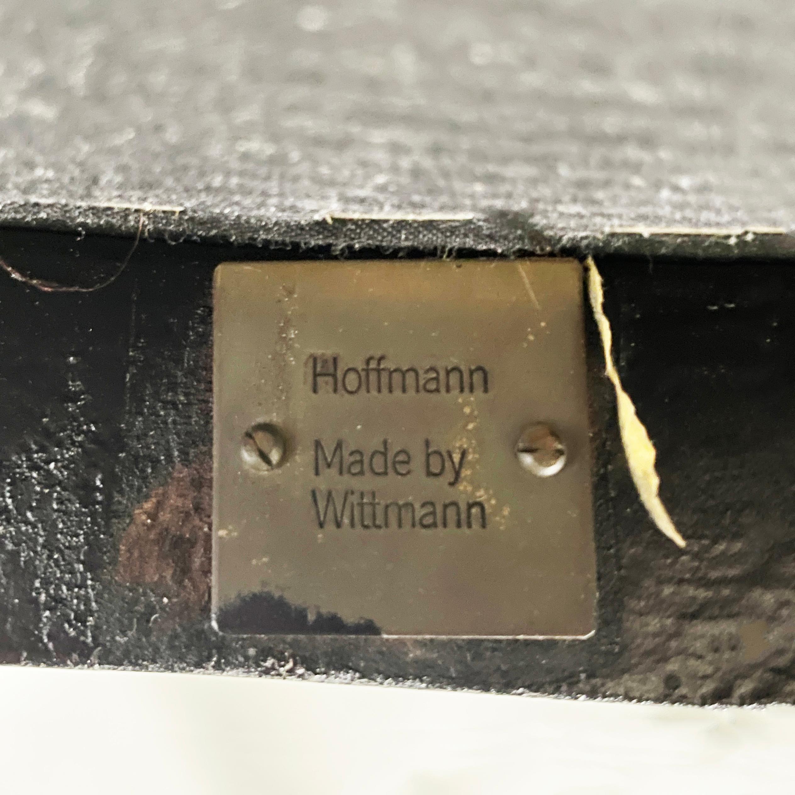 Austrian modern Black wood leather tub chairs by Josef Hoffmann Wittmann, 1980s For Sale 14