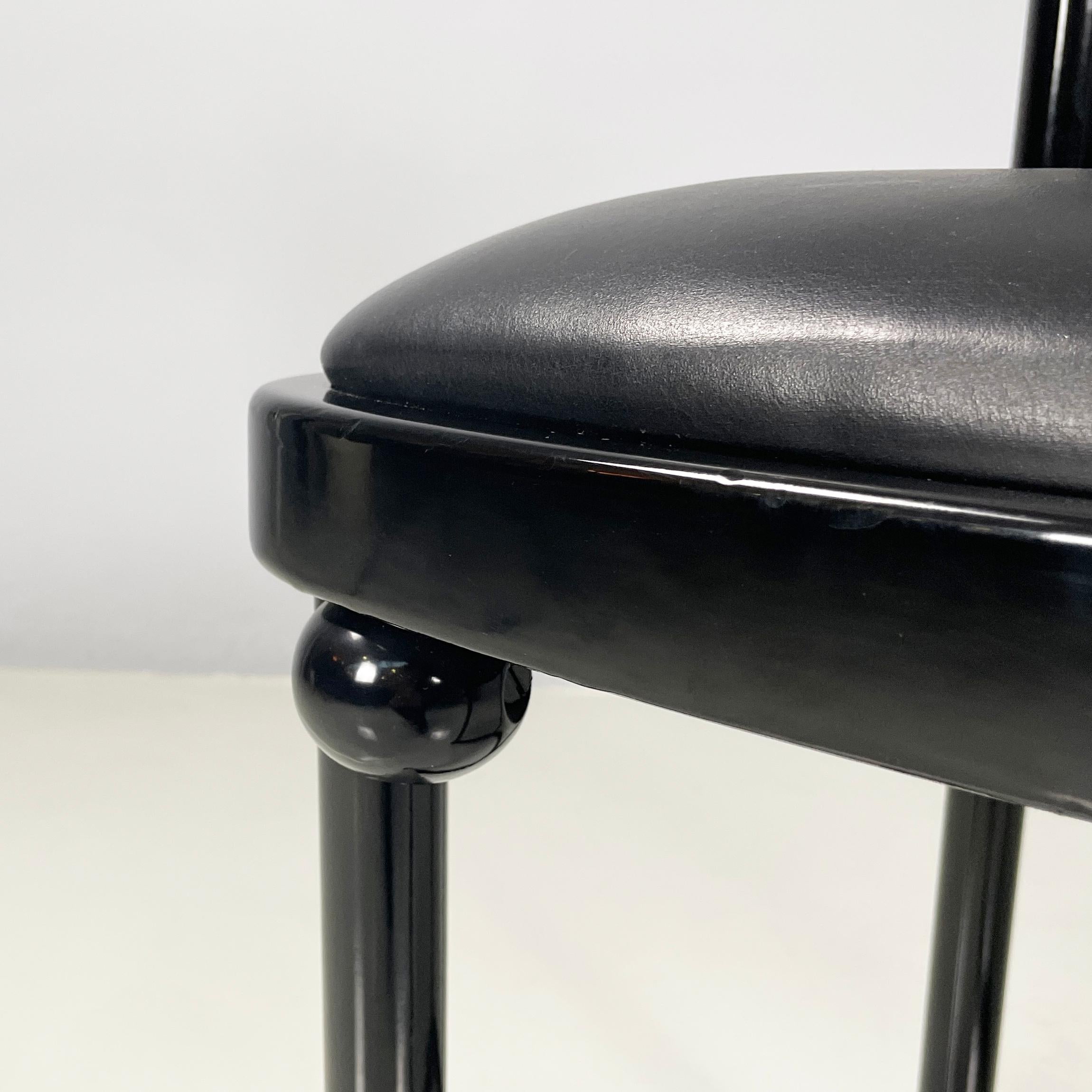 Austrian modern Black wood leather tub chairs by Josef Hoffmann Wittmann, 1980s For Sale 3