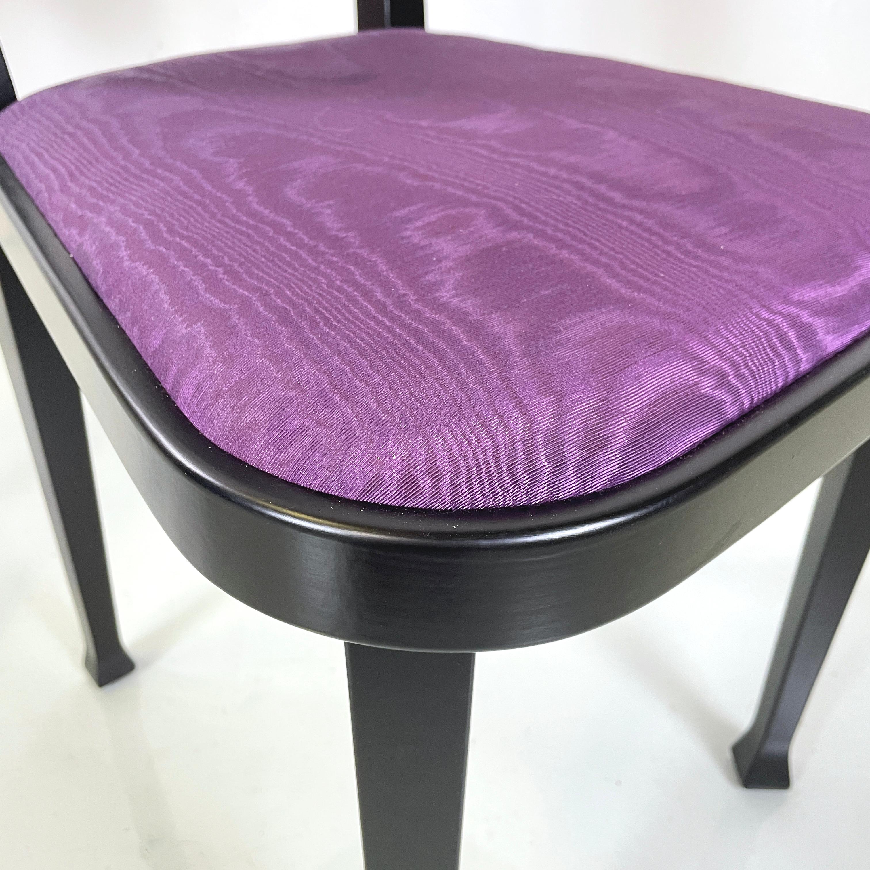 Austrian modern Chairs 414 in black wood purple fabric by Kammerer Thonet, 1990s For Sale 5