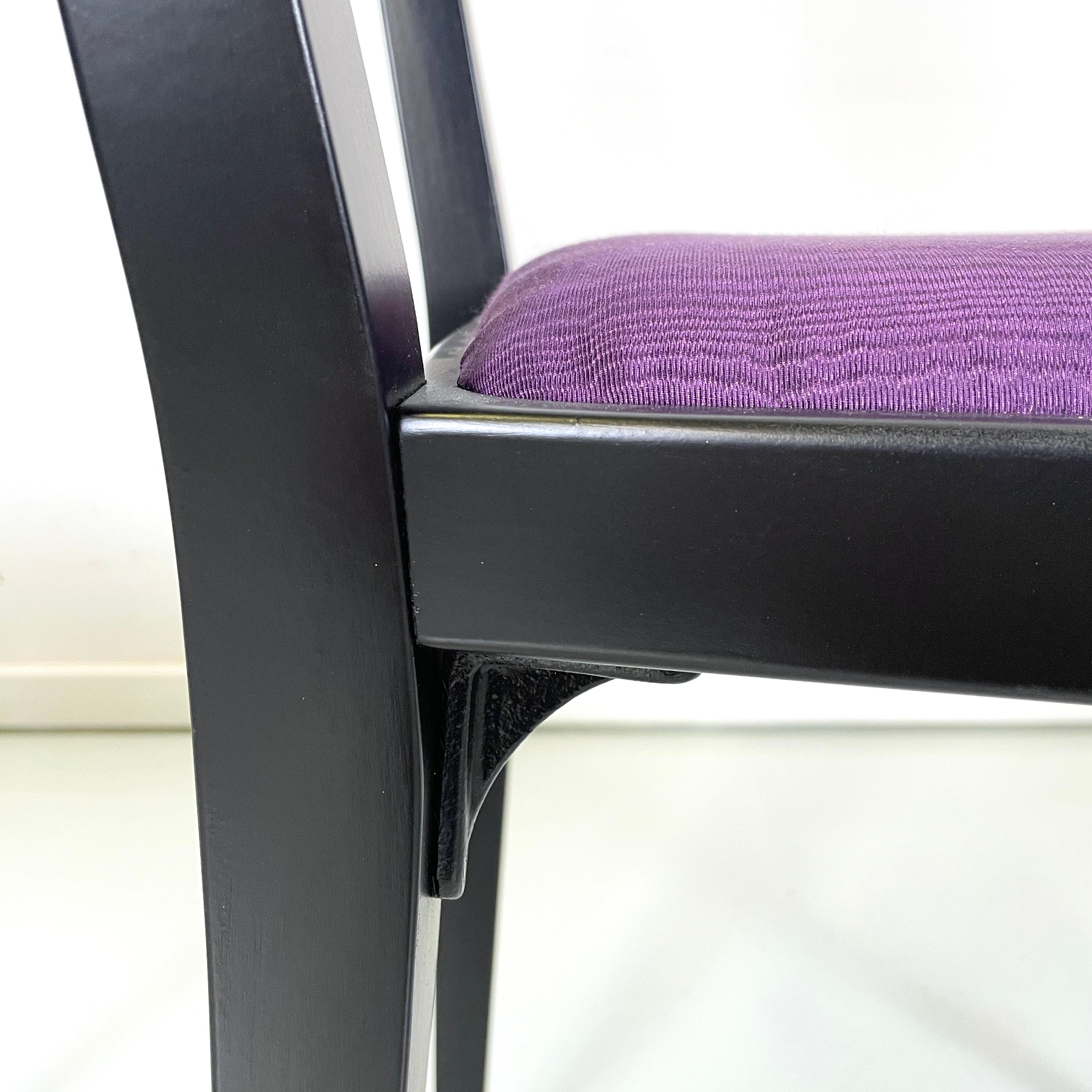 Austrian modern Chairs 414 in black wood purple fabric by Kammerer Thonet, 1990s For Sale 6