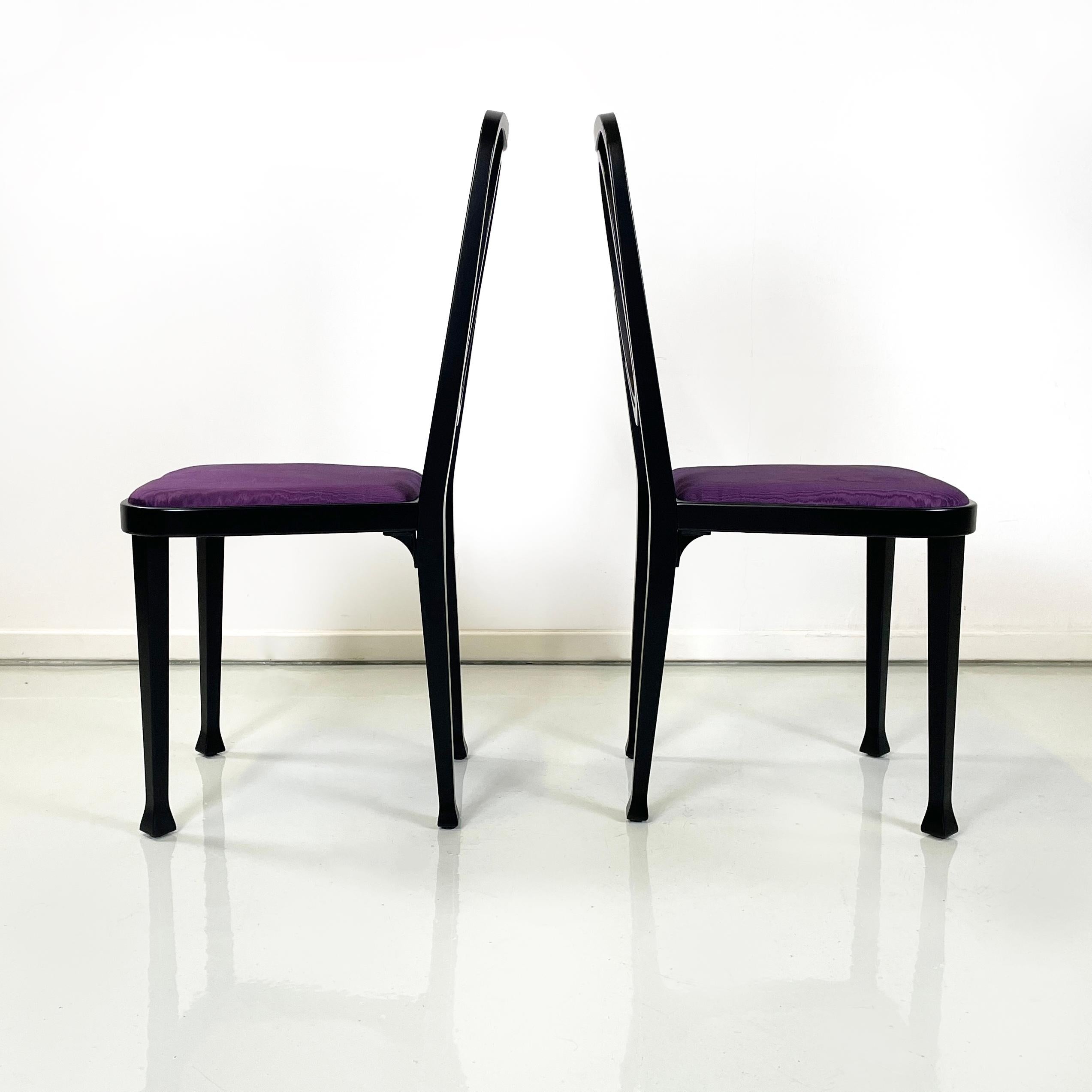 Austrian modern Chairs 414 in black wood purple fabric by Kammerer Thonet, 1990s In Good Condition For Sale In MIlano, IT