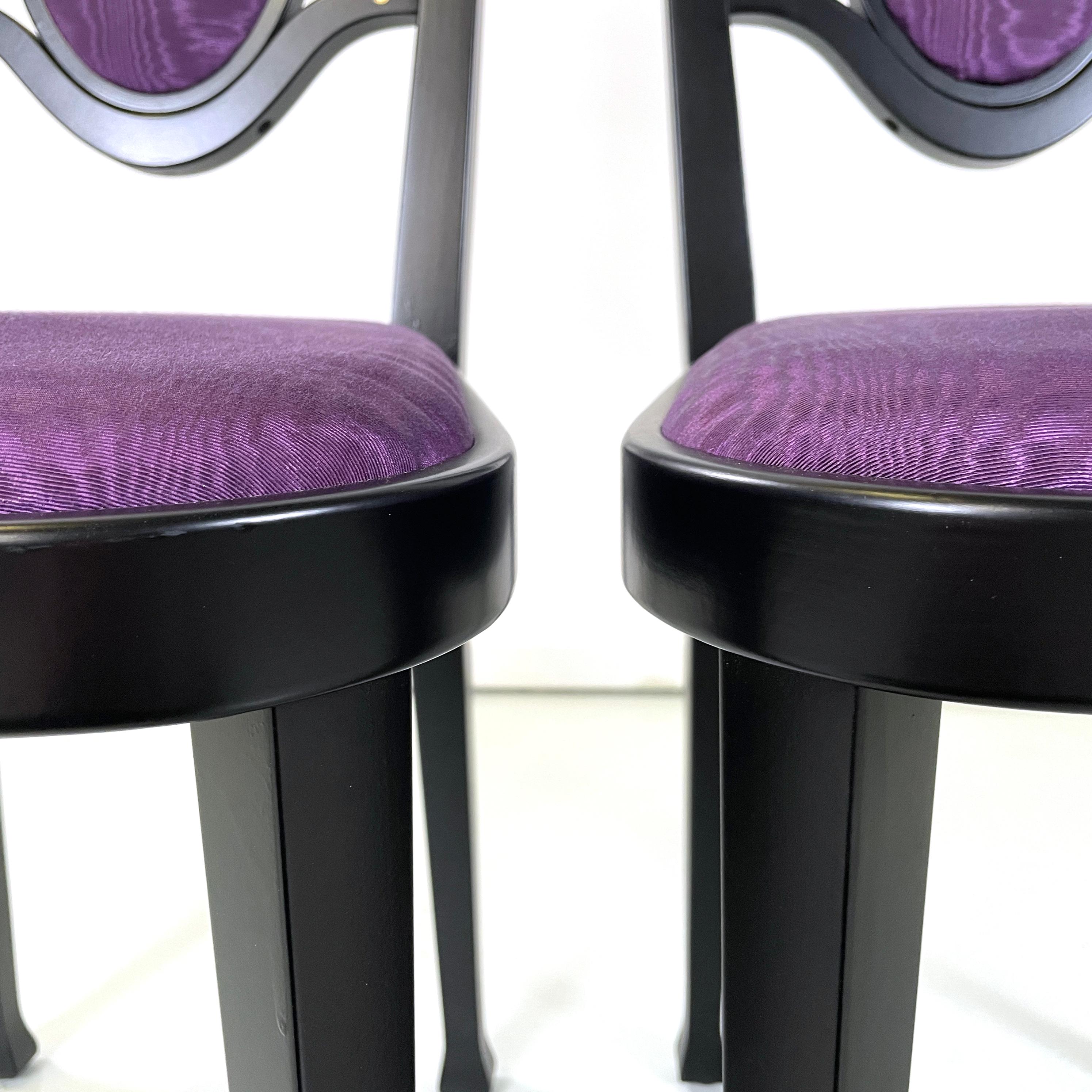 Austrian modern Chairs 414 in black wood purple fabric by Kammerer Thonet, 1990s For Sale 2