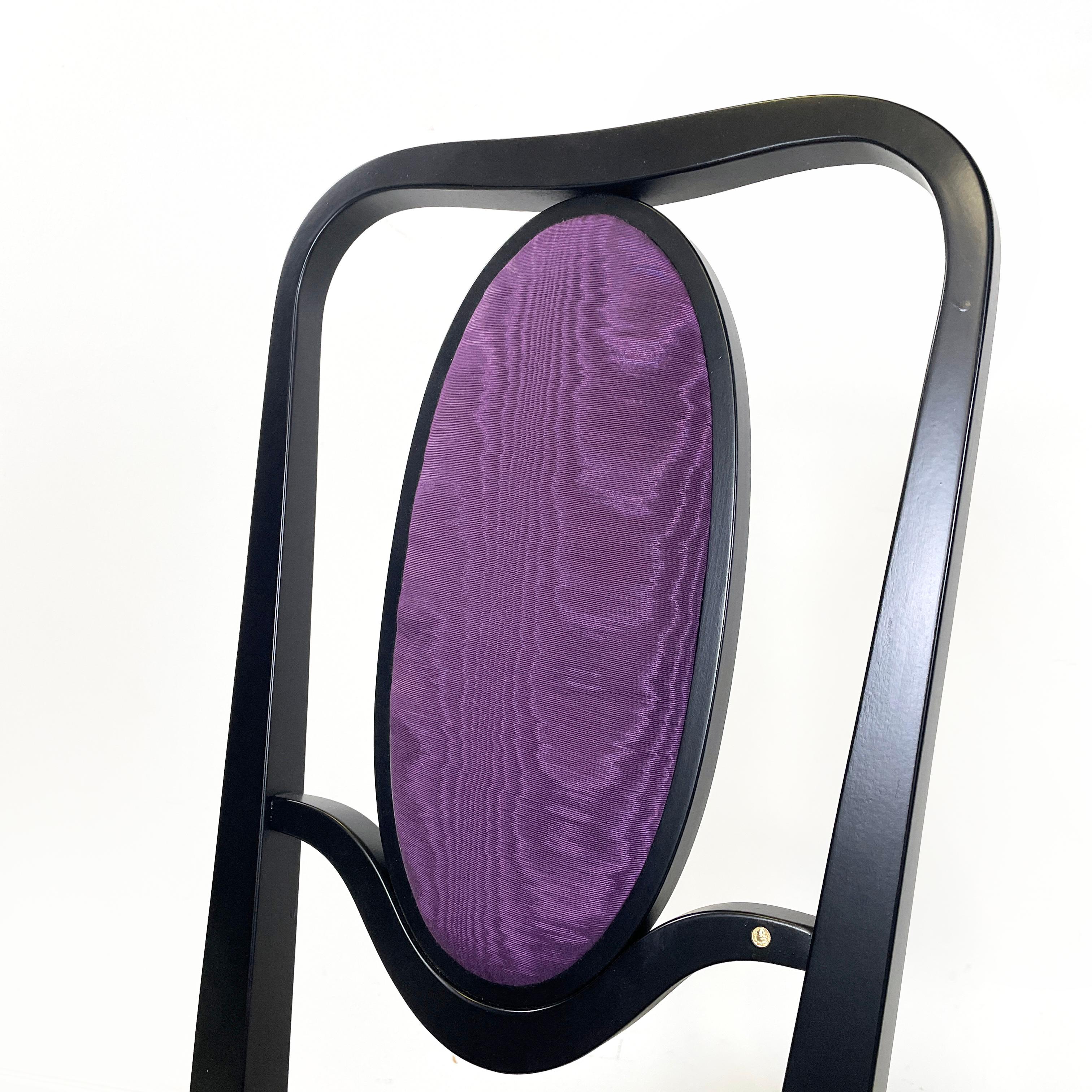Austrian modern Chairs 414 in black wood purple fabric by Kammerer Thonet, 1990s For Sale 3
