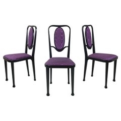 Austrian modern Chairs 414 in black wood purple fabric by Kammerer Thonet, 1990s