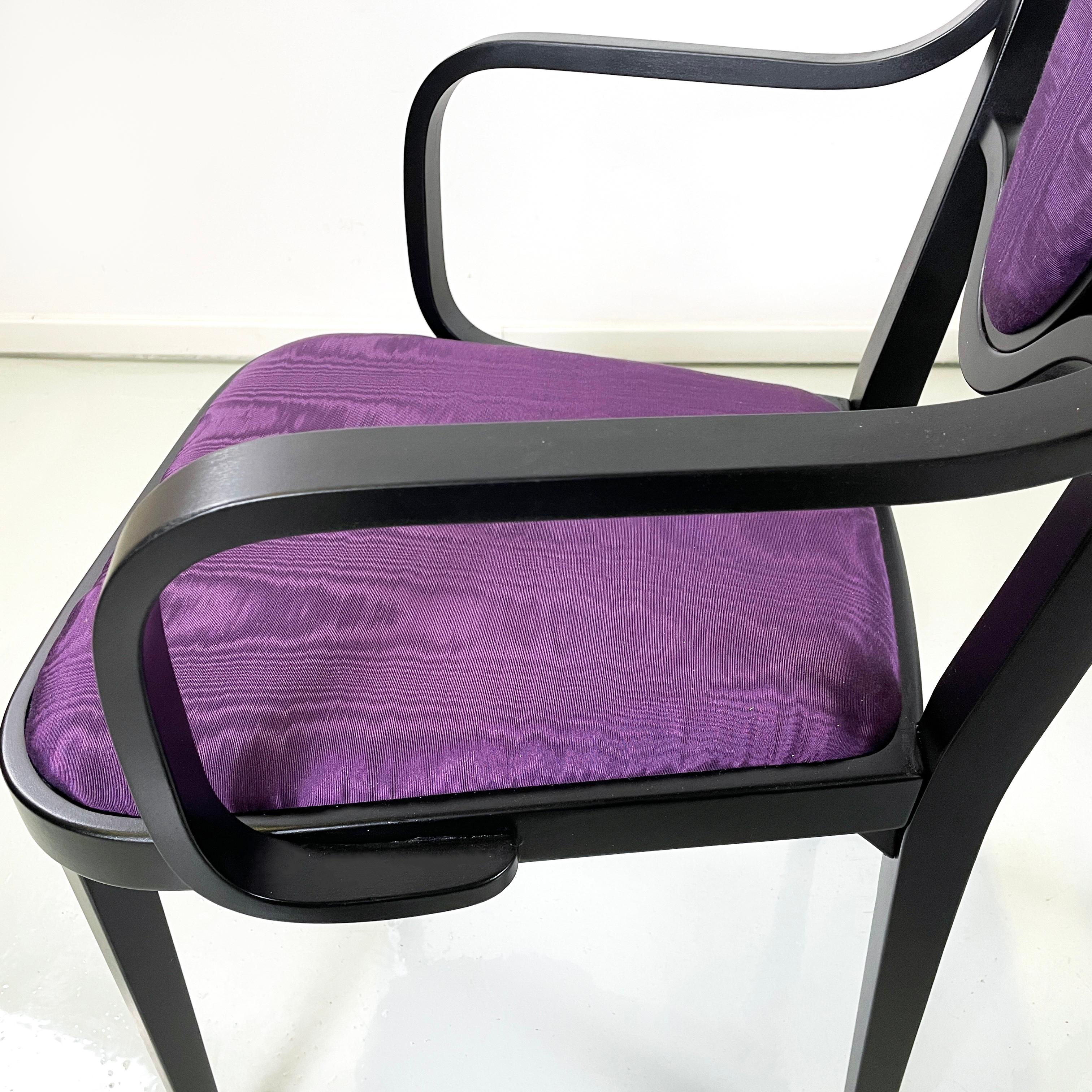 Österreichische moderne Stühle aus schwarzem Holz und violettem Stoff von Kammerer Thonet, 1990er Jahre im Angebot 6