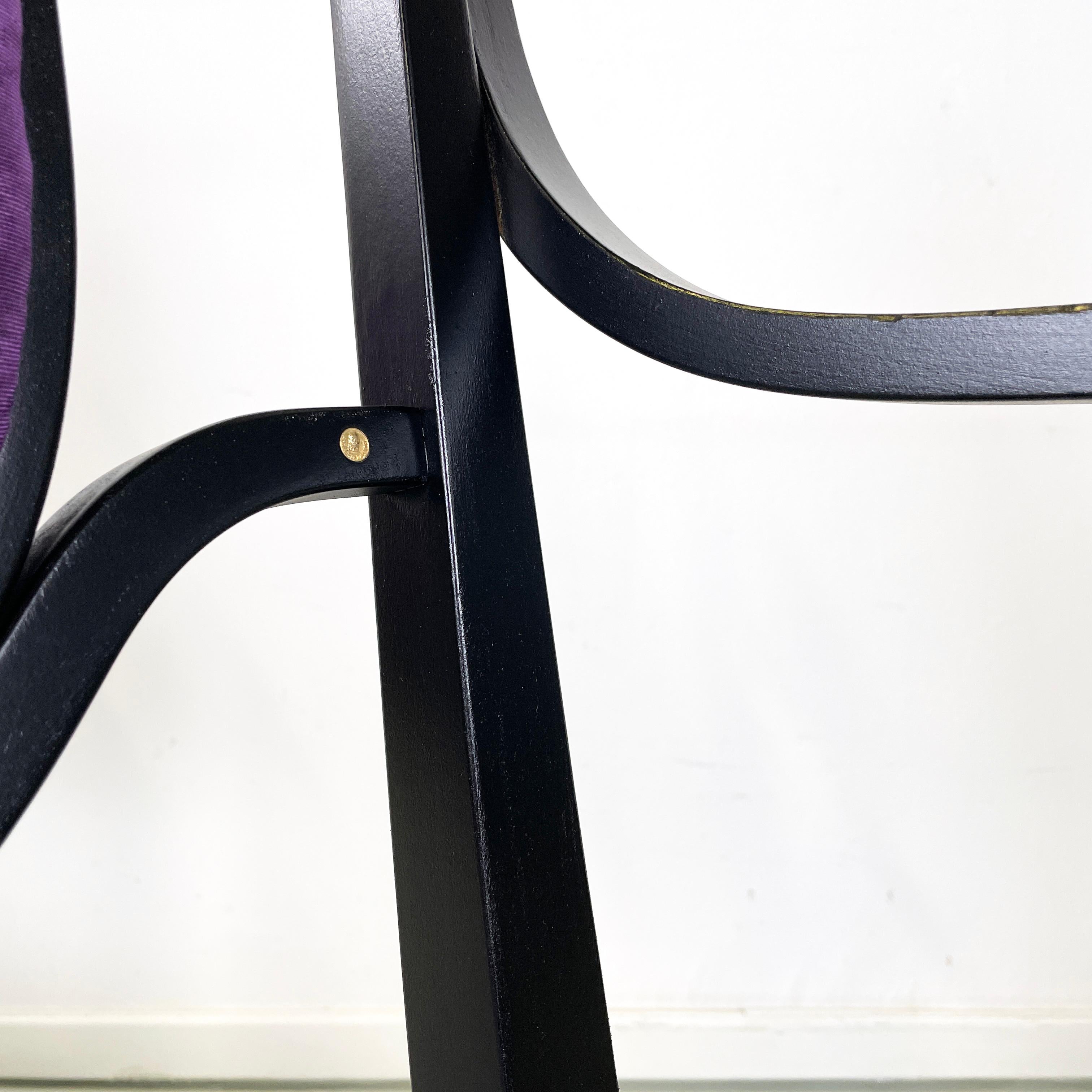 Österreichische moderne Stühle aus schwarzem Holz und violettem Stoff von Kammerer Thonet, 1990er Jahre im Angebot 8
