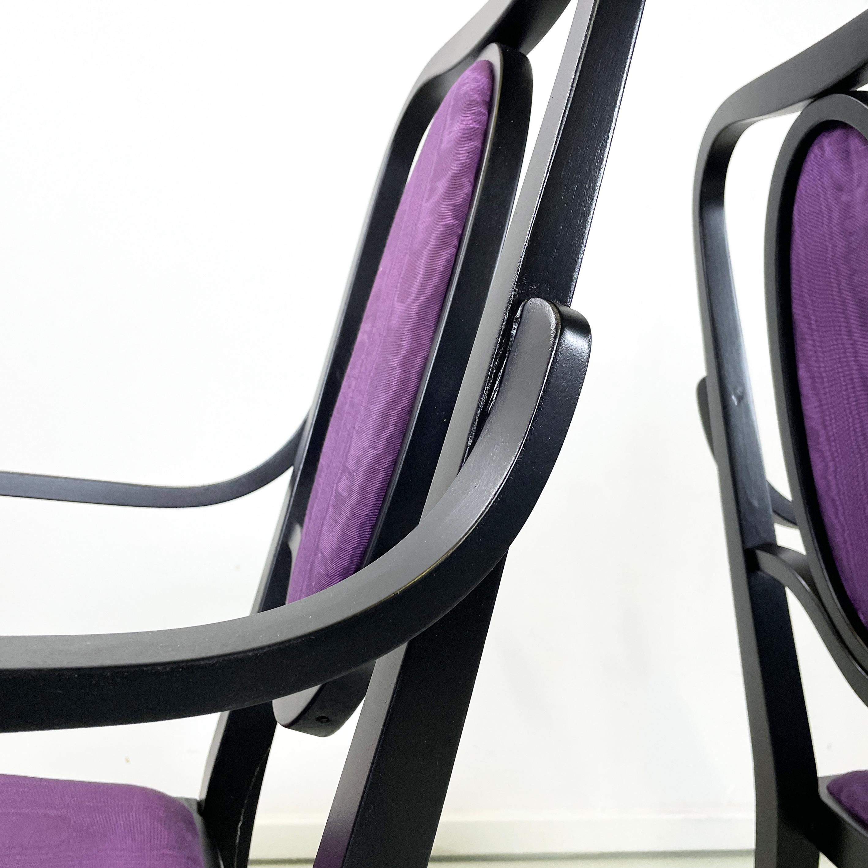 Österreichische moderne Stühle aus schwarzem Holz und violettem Stoff von Kammerer Thonet, 1990er Jahre im Angebot 9