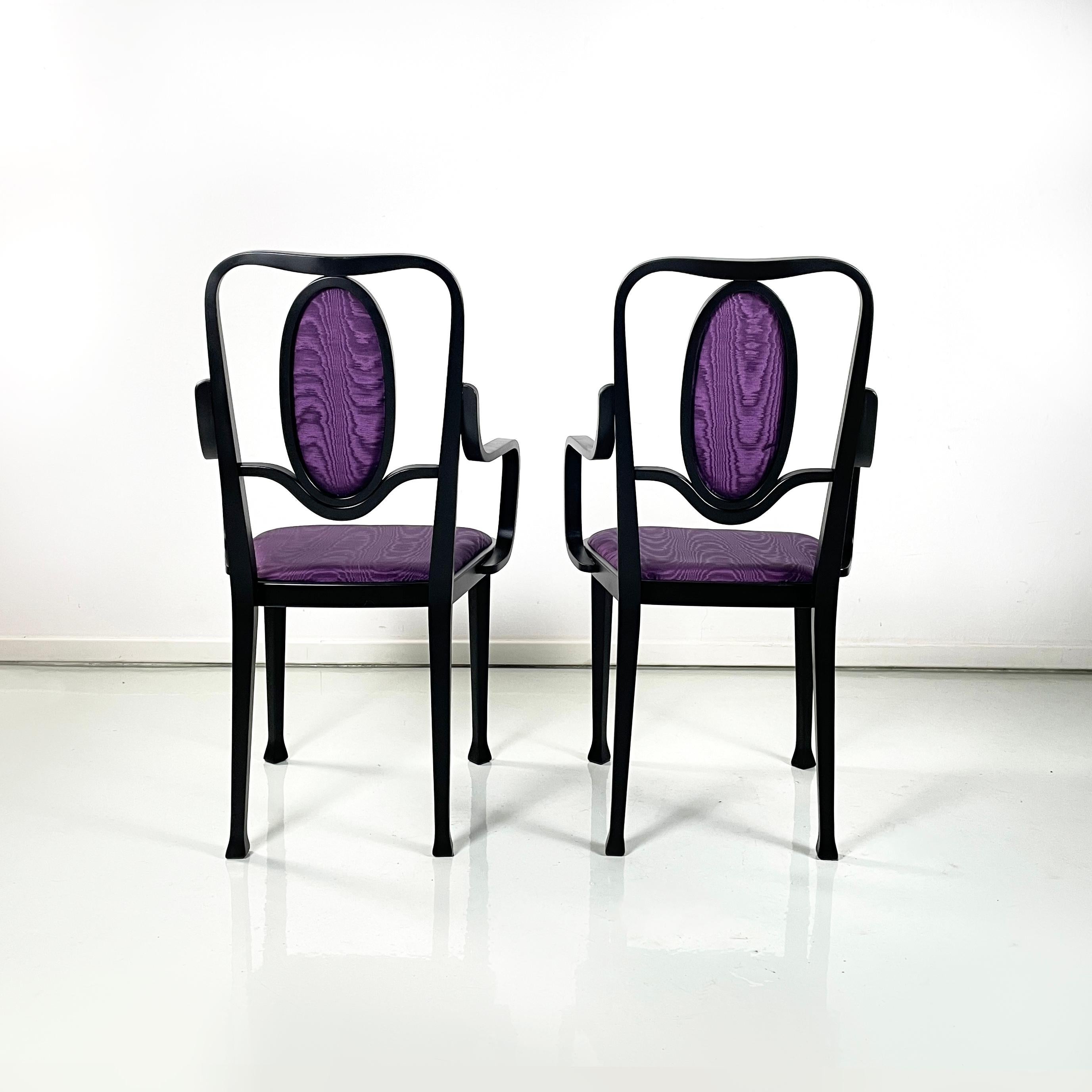 Österreichische moderne Stühle aus schwarzem Holz und violettem Stoff von Kammerer Thonet, 1990er Jahre (Austrian) im Angebot