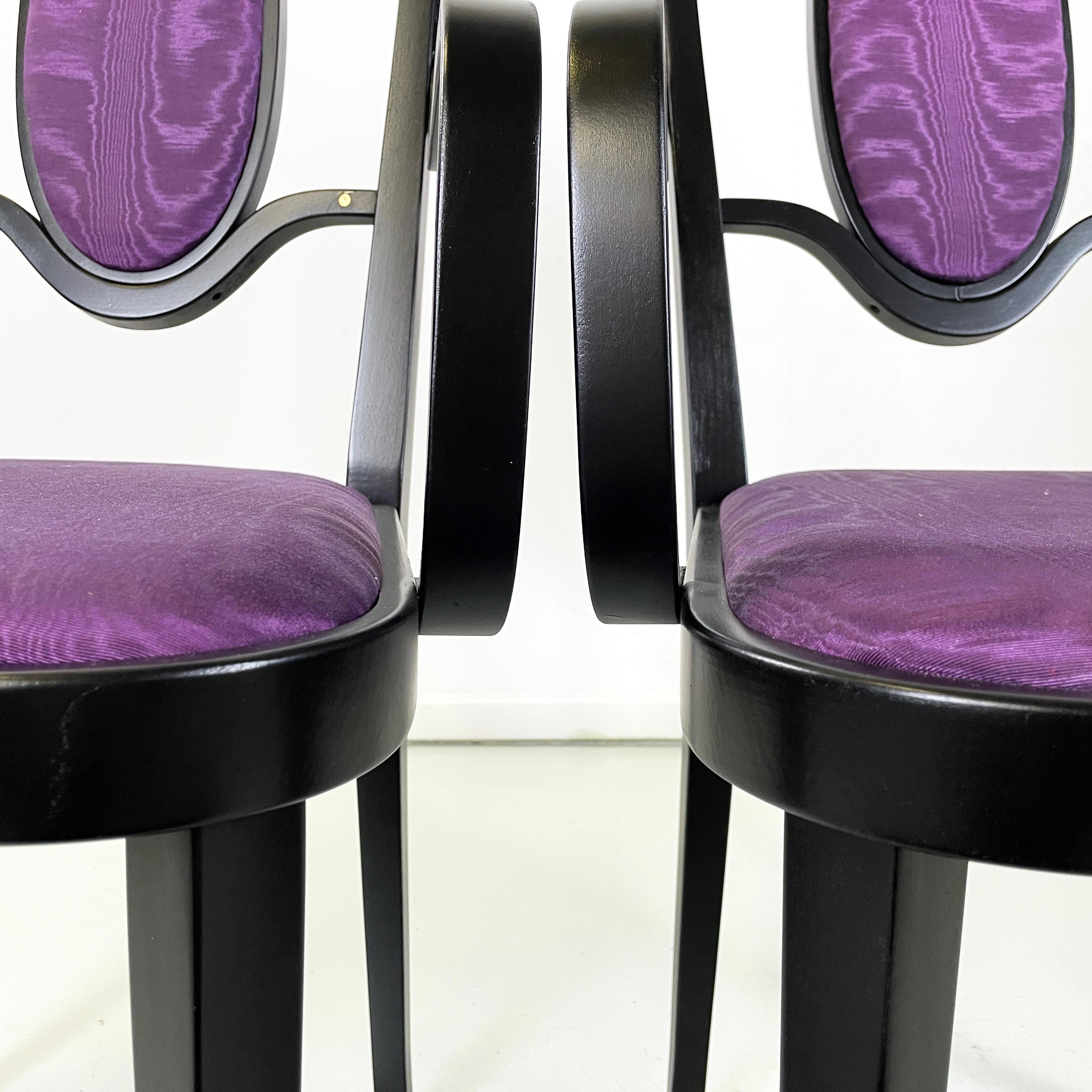 Österreichische moderne Stühle aus schwarzem Holz und violettem Stoff von Kammerer Thonet, 1990er Jahre (Late 20th Century) im Angebot