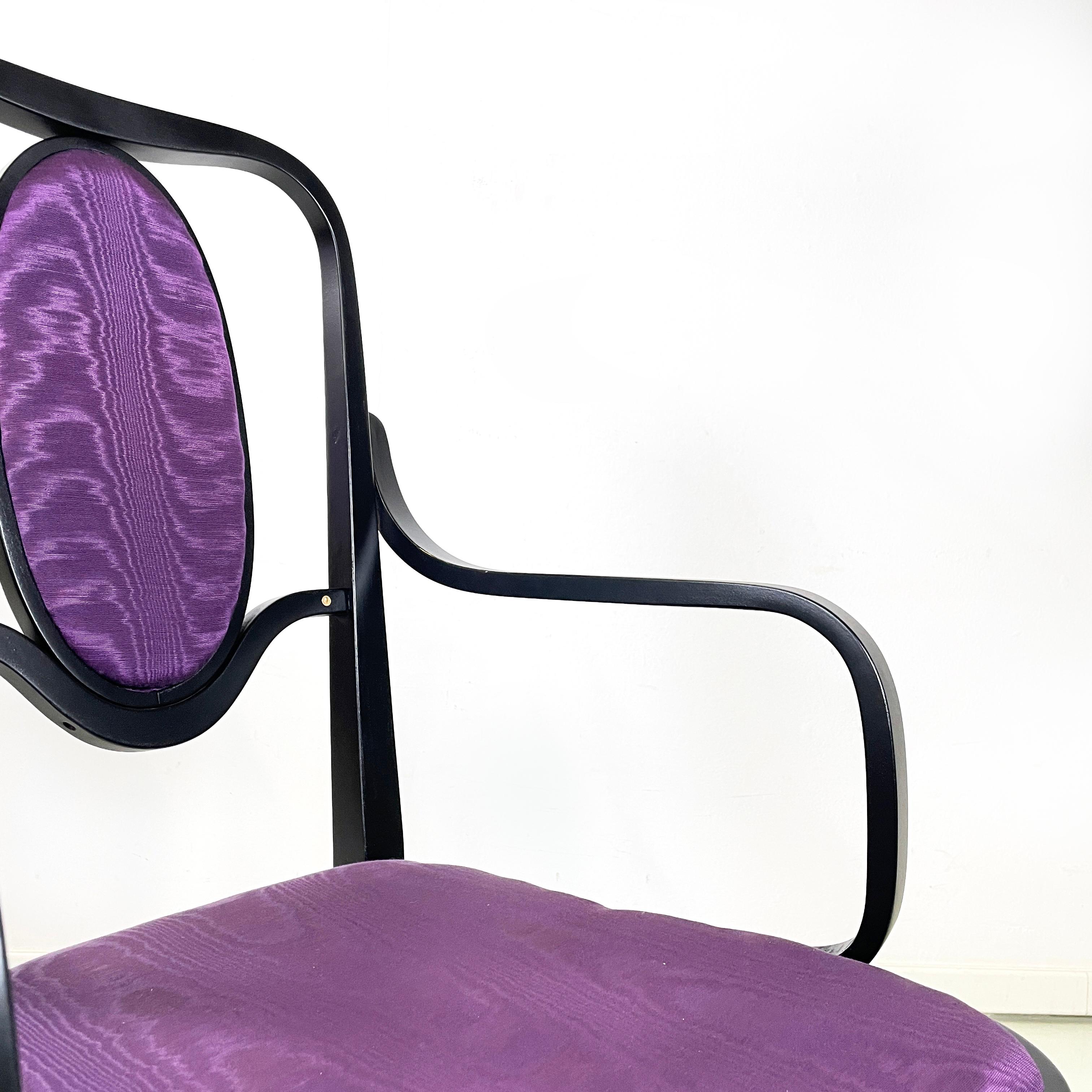 Österreichische moderne Stühle aus schwarzem Holz und violettem Stoff von Kammerer Thonet, 1990er Jahre im Angebot 1