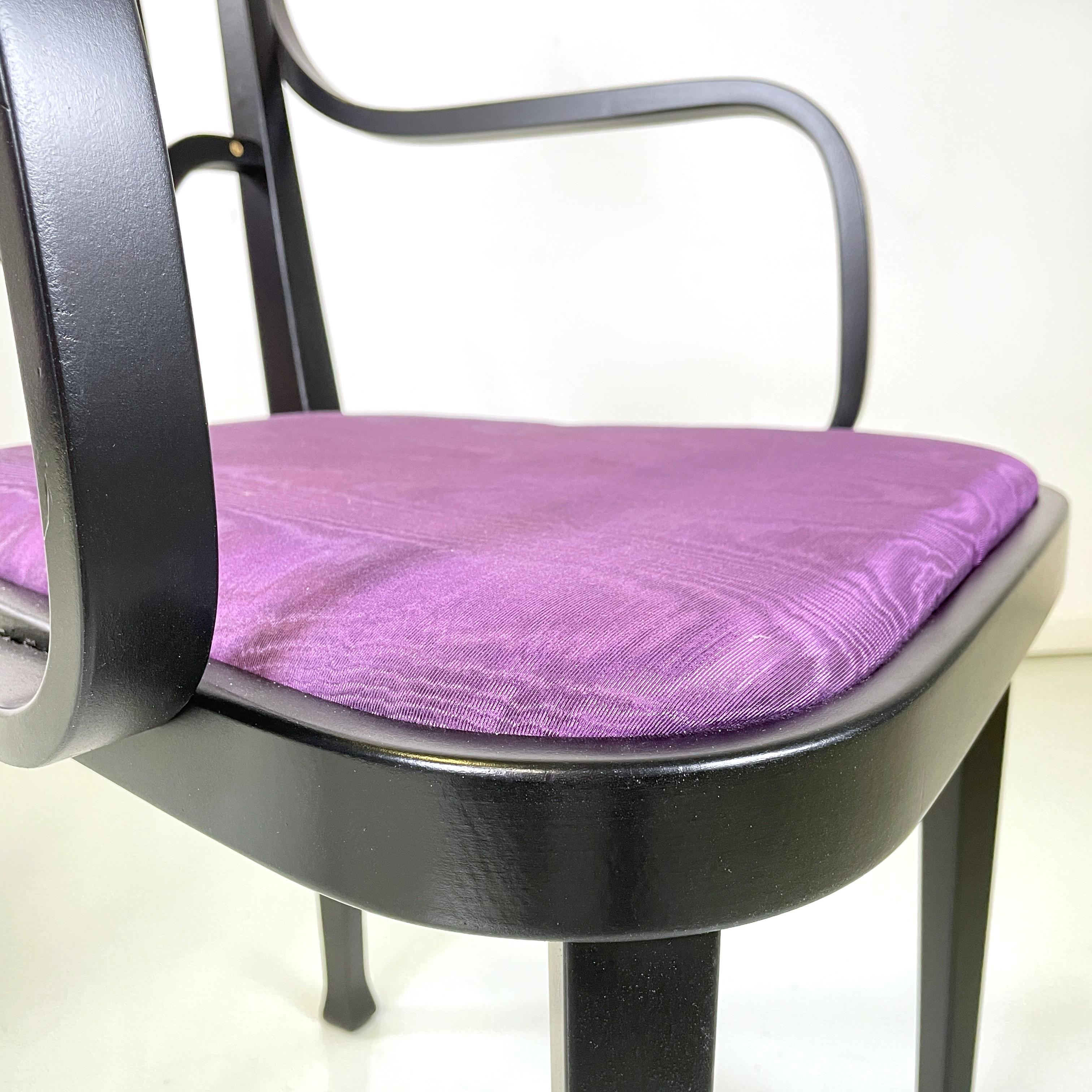 Österreichische moderne Stühle aus schwarzem Holz und violettem Stoff von Kammerer Thonet, 1990er Jahre im Angebot 3