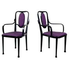 Österreichische moderne Stühle aus schwarzem Holz und violettem Stoff von Kammerer Thonet, 1990er Jahre