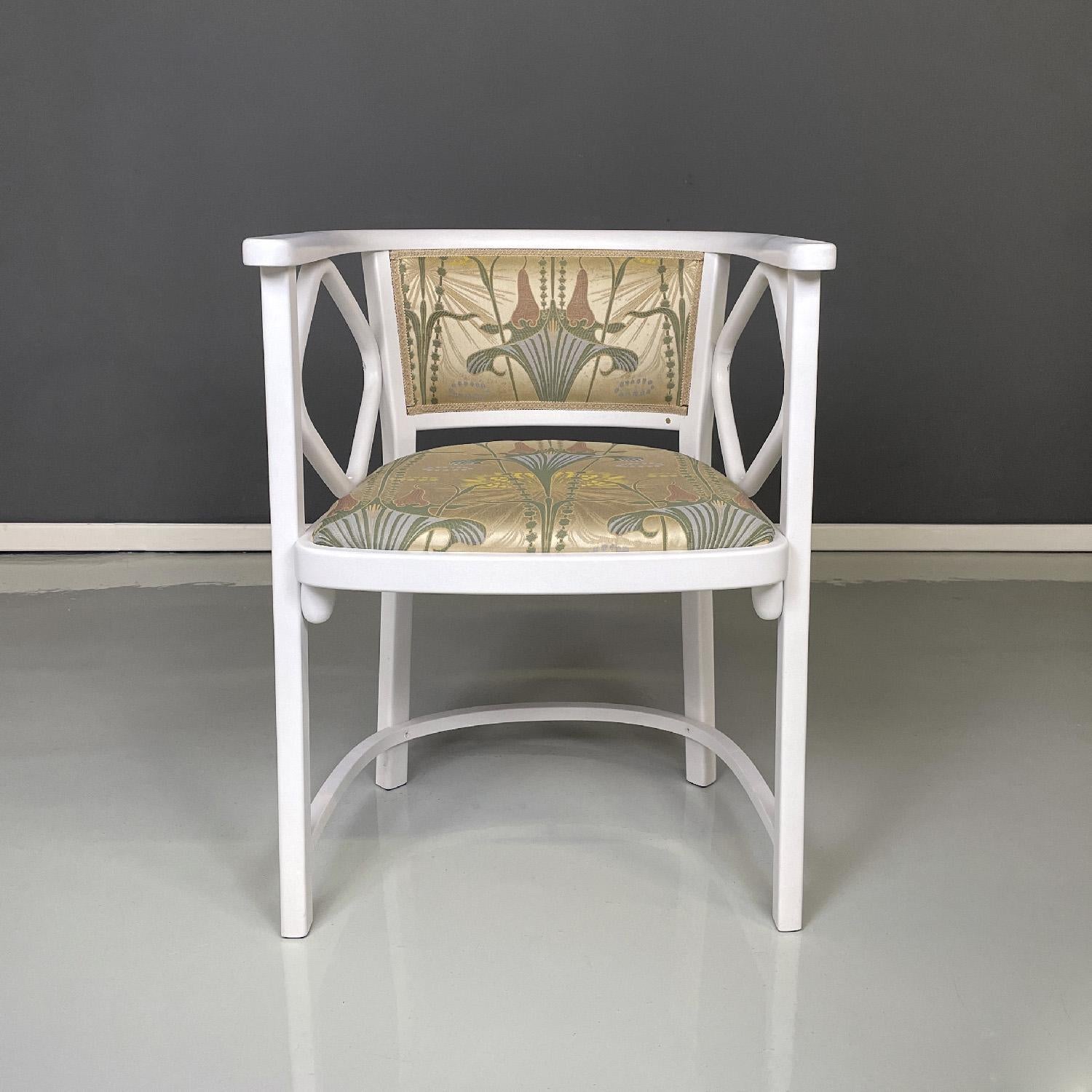 Modern Austrian modern white wood fabric tub chairs Joseph Hoffmann for Thonet, 1970s For Sale