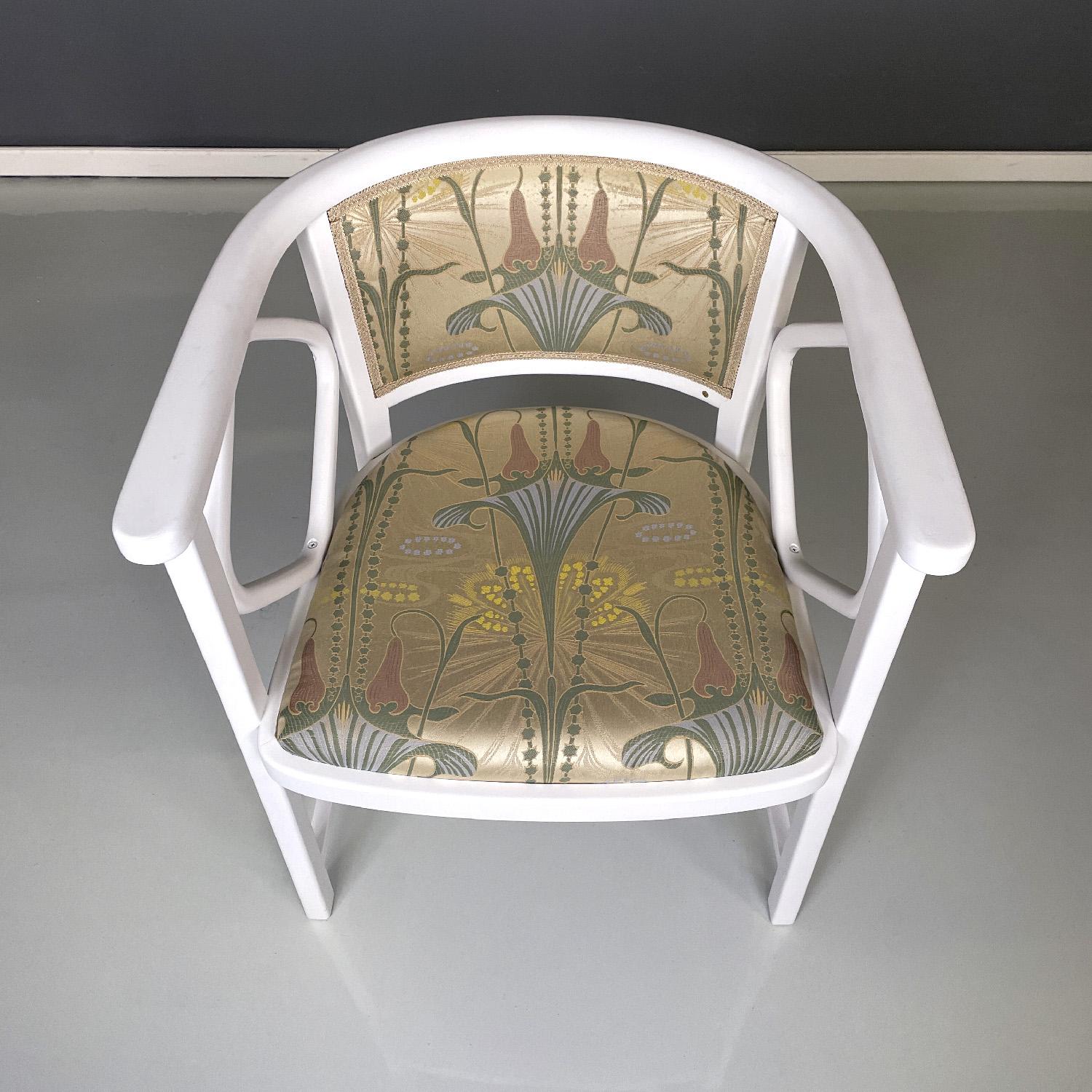 Metal Austrian modern white wood fabric tub chairs Joseph Hoffmann for Thonet, 1970s For Sale